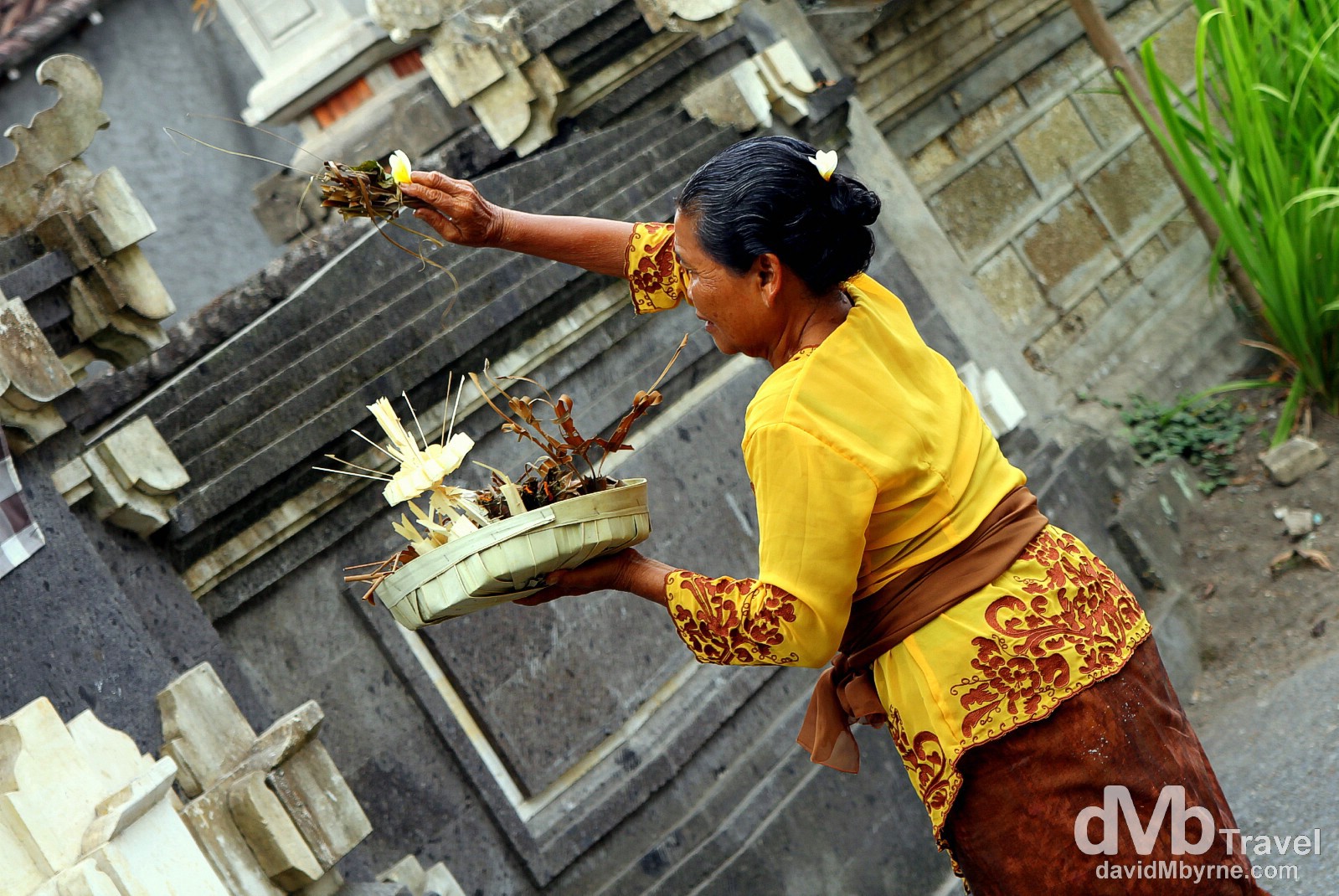 Making offerings in Ubud, Bali, Indonesia. June 20th 2012. 