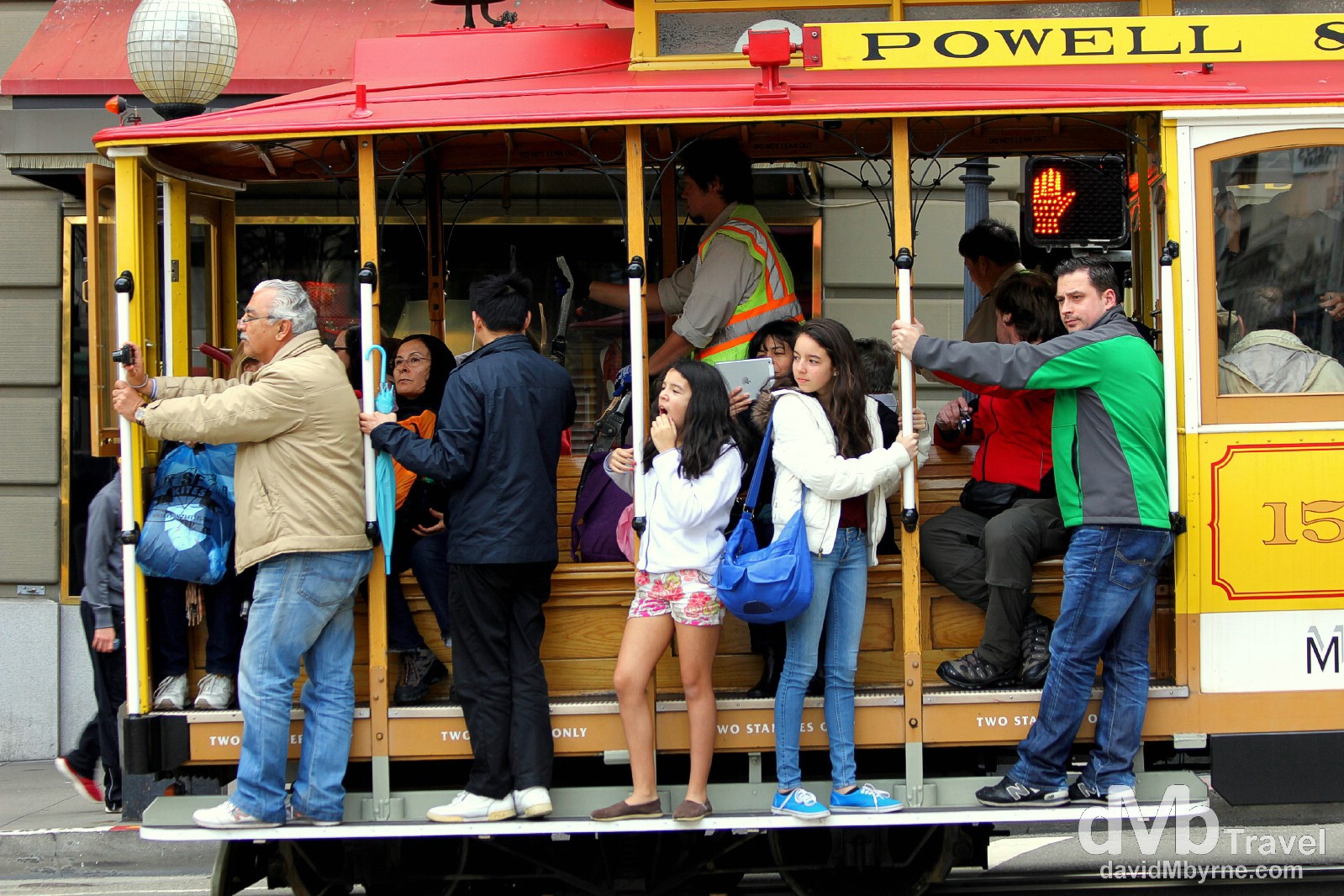 Riding the tram on Powell Street, San Francisco, California, USA. March 31st 2013.