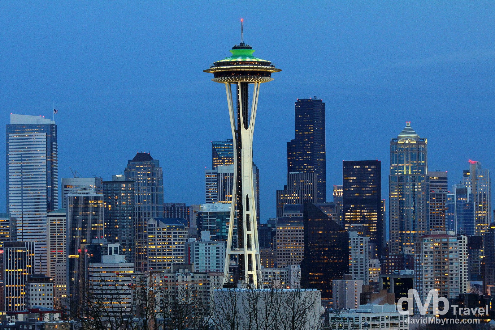 The Seattle city skyline at dusk from Kelly Park, Seattle, Washington, USA. March 26th 2013. 