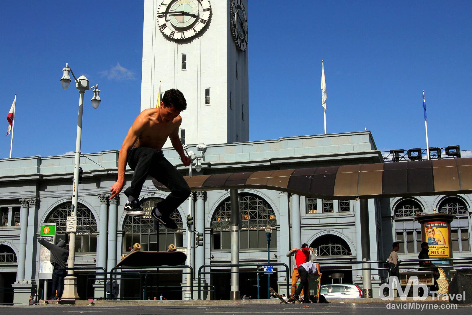 Skateboarding outside The Ferry Building, San Francisco, California, USA. March 30th 2013. 
