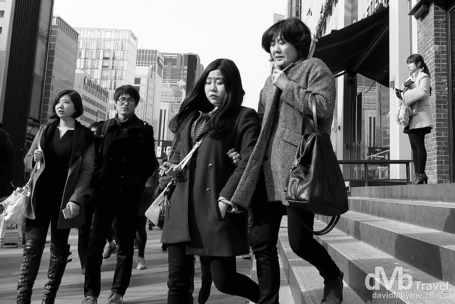 On the cold streets of the Gangnam district of Seoul, South Korea. February 26th 2013.