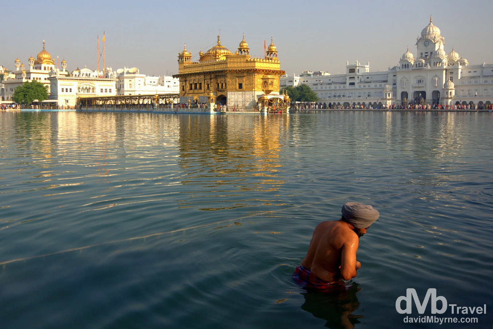 Bathing in the Amrit Sarovar (Pool of Nectar) in the Golden Temple complex, Amritsar, India. October 9th 2012.
