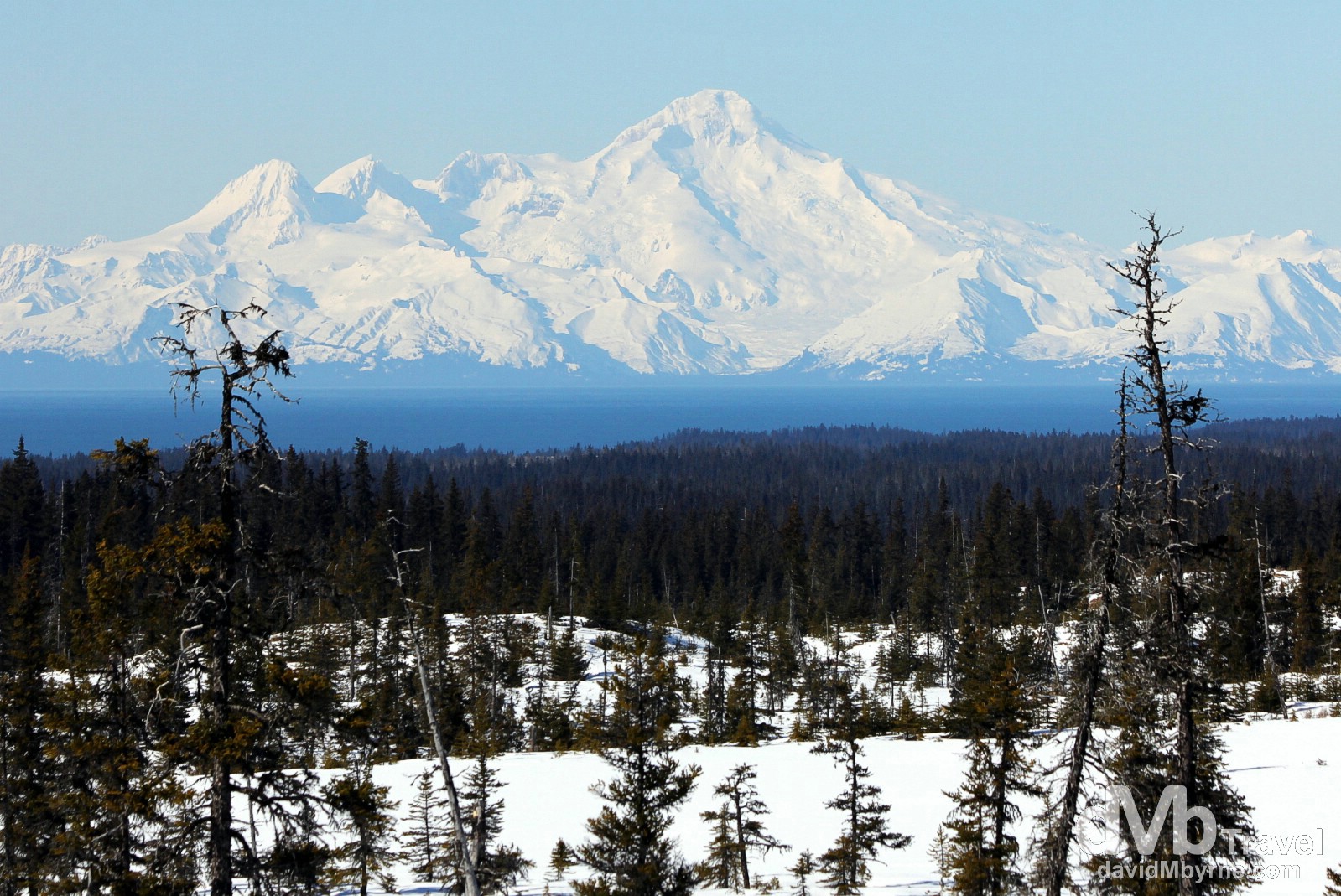 Mount Redoubt as seen from Skyline Drive in Homer, Alaska, USA. March 17th 2013. 
