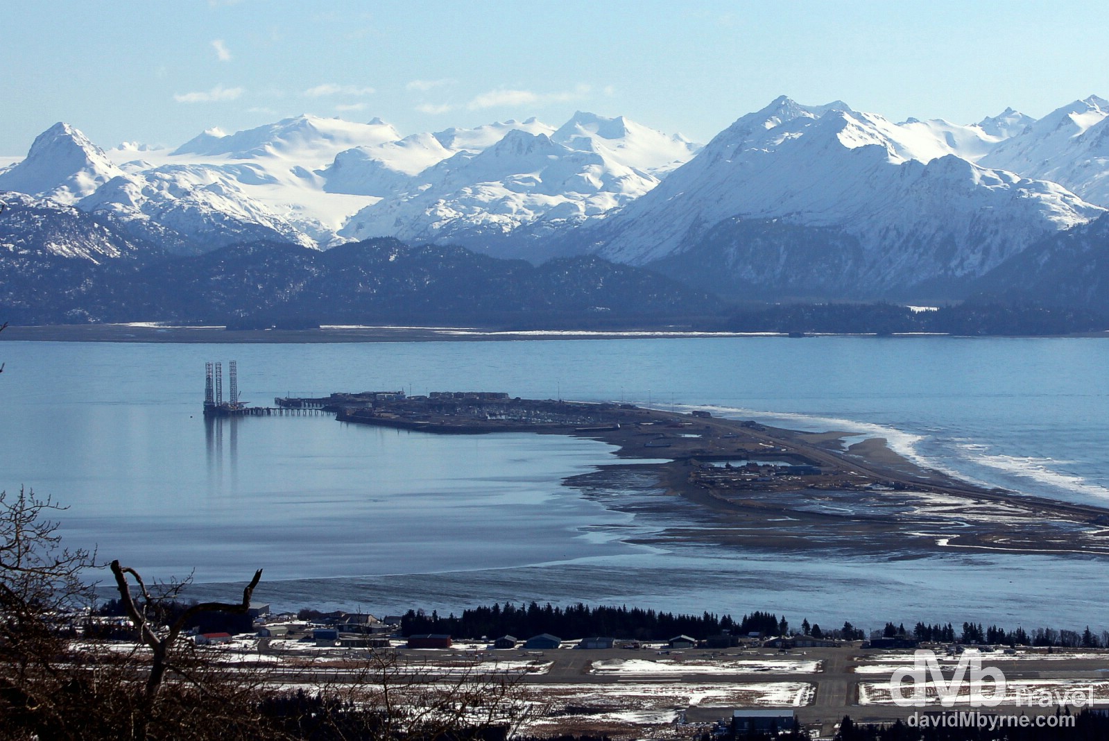 The Homer Spit as seen from Skyline Drive in Homer, Kenai Peninsula, Alaska, USA. March 17th 2013. 