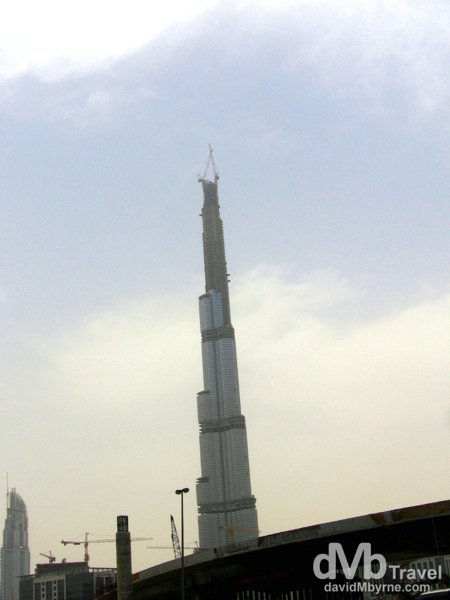Under construction. The Burj Dubai Tower in Dubai, United Arab Emirates. April 8th, 2008.  