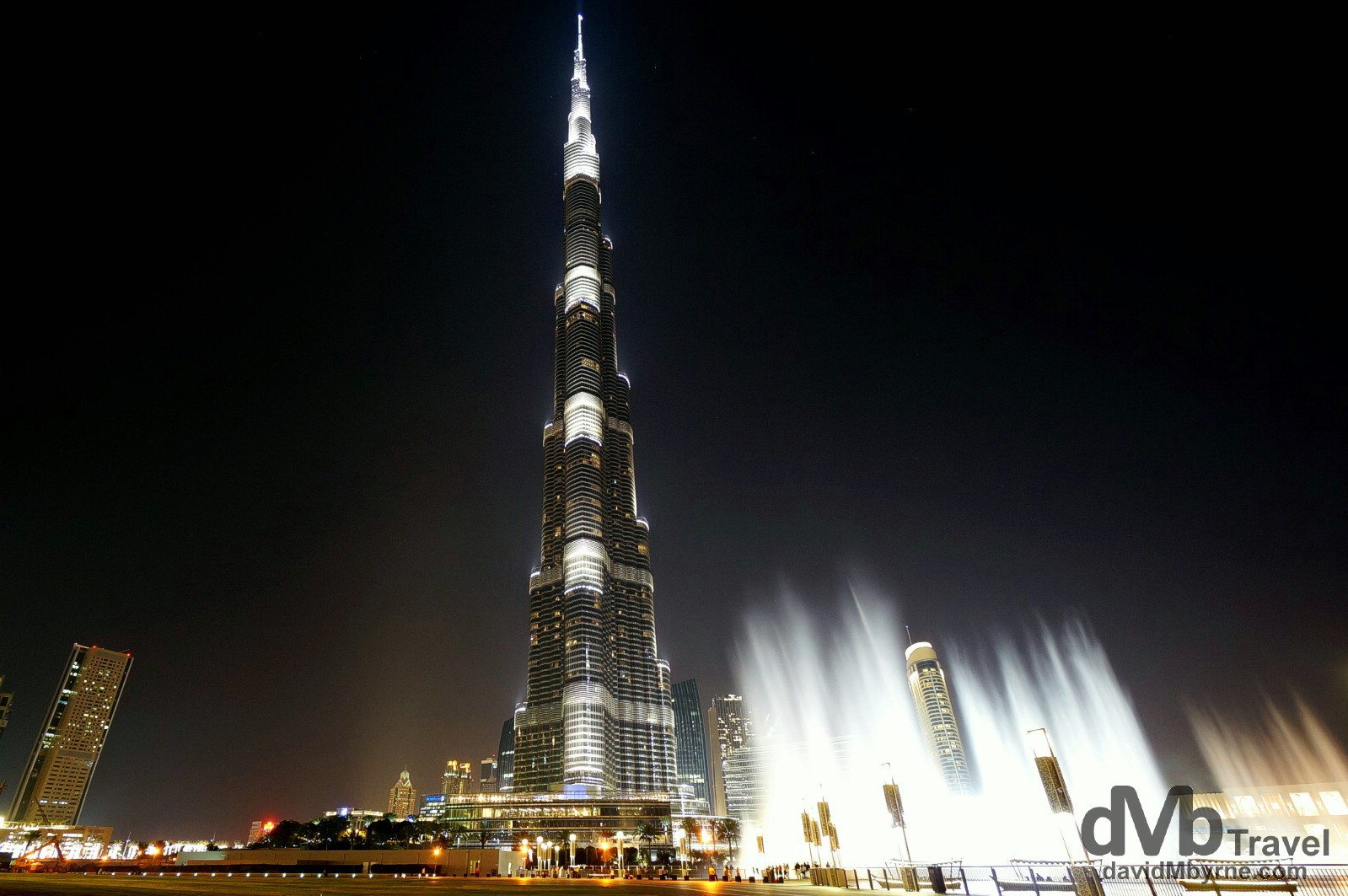 The Dancing Fountain Show at the foot of the Burj Khalifa in Downtown Dubai, UAE. April 20th, 2014. 