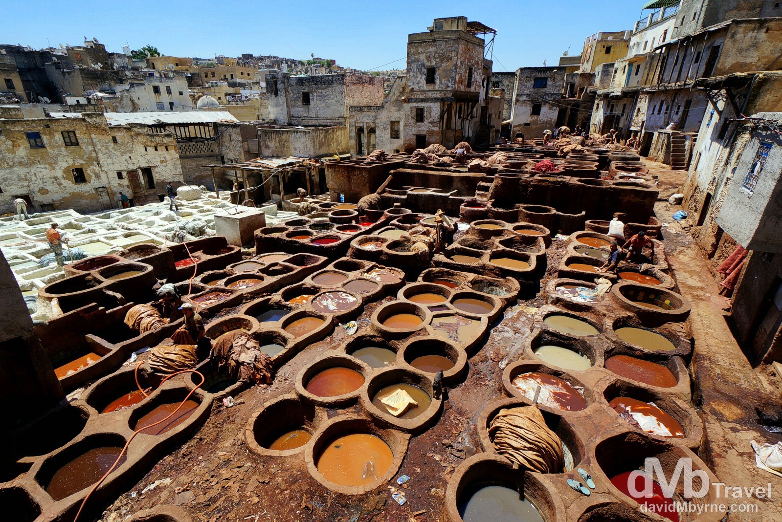An overview of the Tanneries Chouwara, Fes el Bali, Fes, Morocco. May 29th, 2014. 