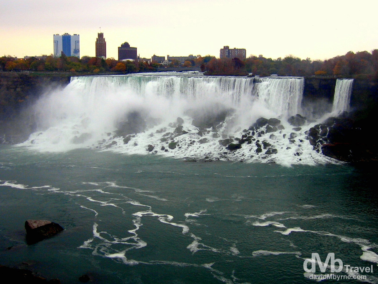 The American Falls, aka The Bridal Veil Falls, of the larger Niagara Falls as seen from Niagara Falls, Ontario, Canada. November 5th 2005. 