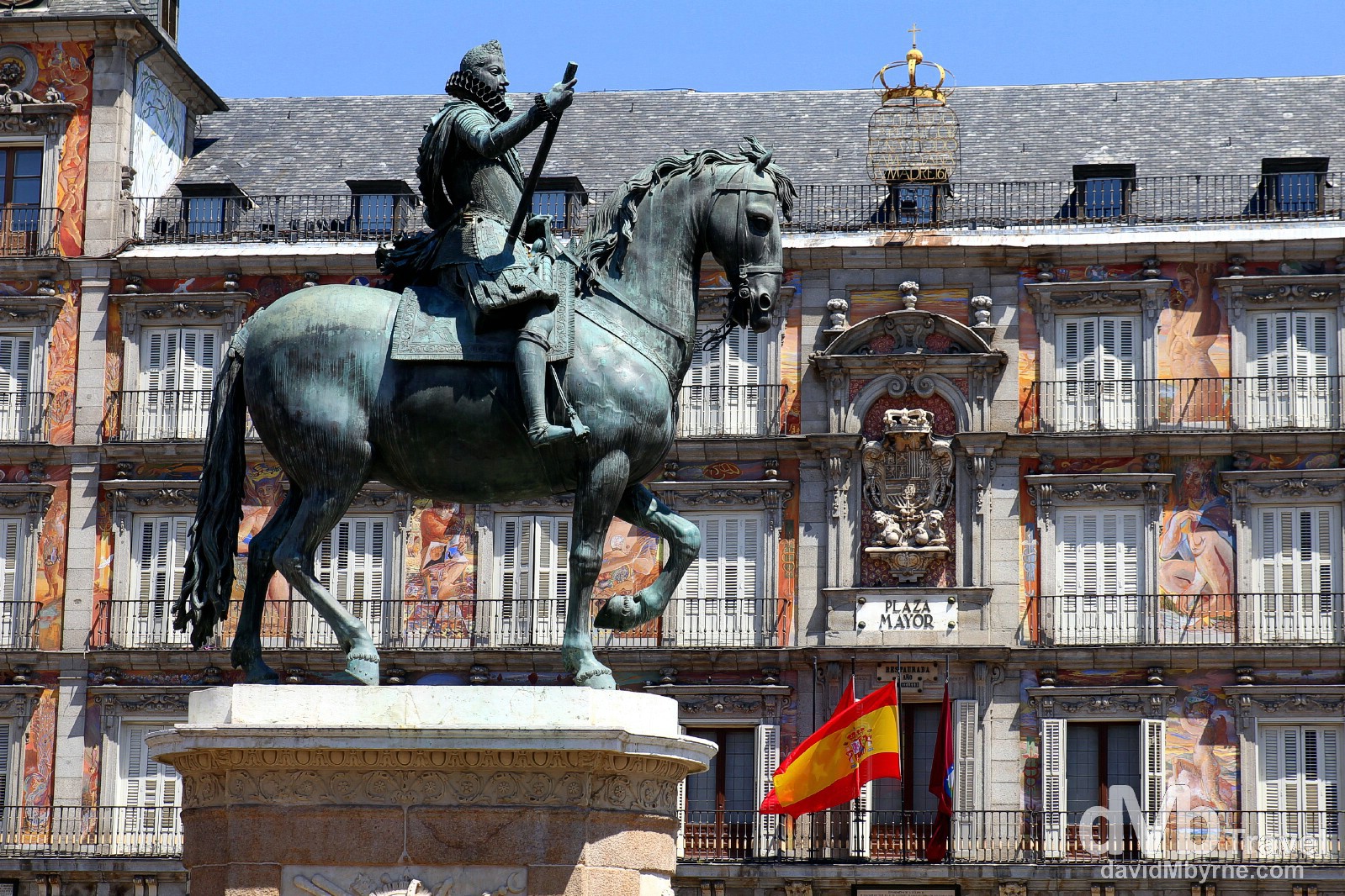 A statue of King Philip III in Plaza Mayor, Madrid, Spain. June 14th, 2014.