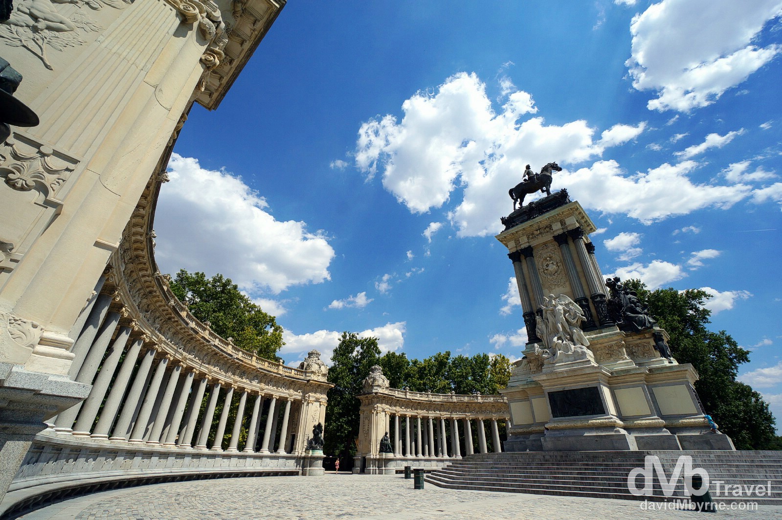 The Monumento Alfonso XII in Parque del Ritiro, Madrid, Spain. June 14th, 2014. 