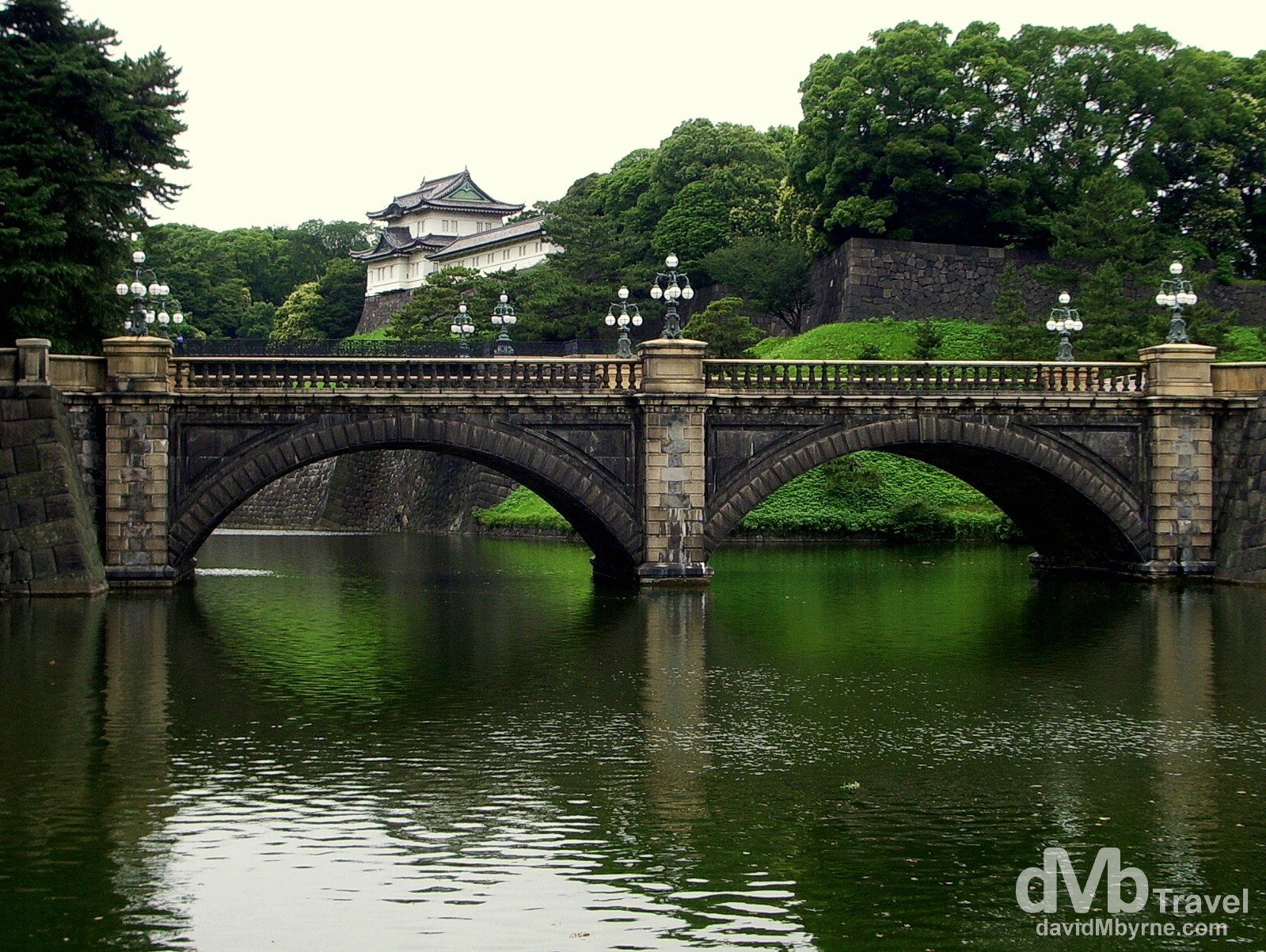 Nijubashi Bridge of the Imperial Palace on an overcast day in Tokyo, Japan. July 13th, 2005.