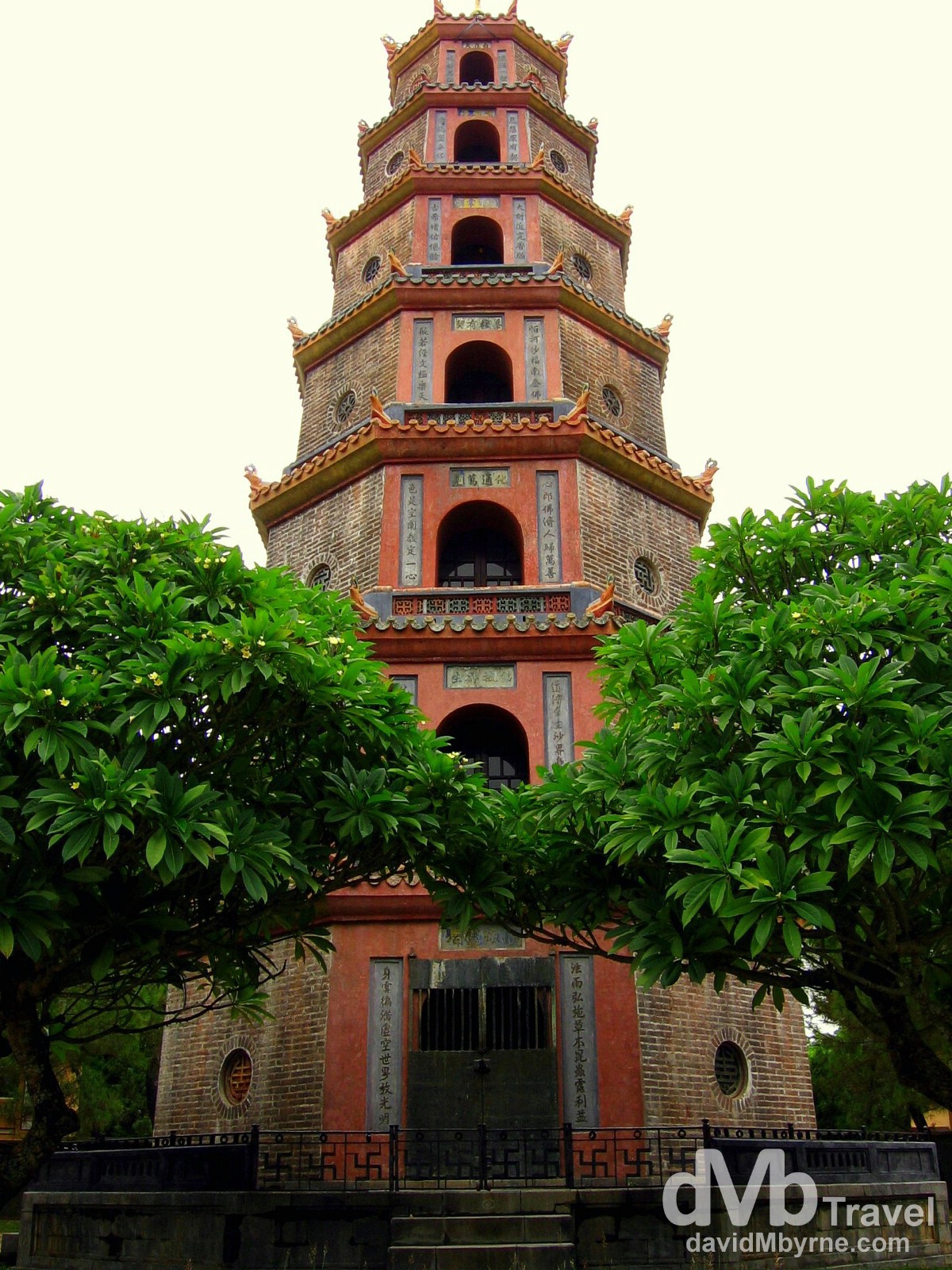The iconic Thien Mu Pagoda on the banks of the Perfume River in Hue, Vietnam. September 8th 2005.