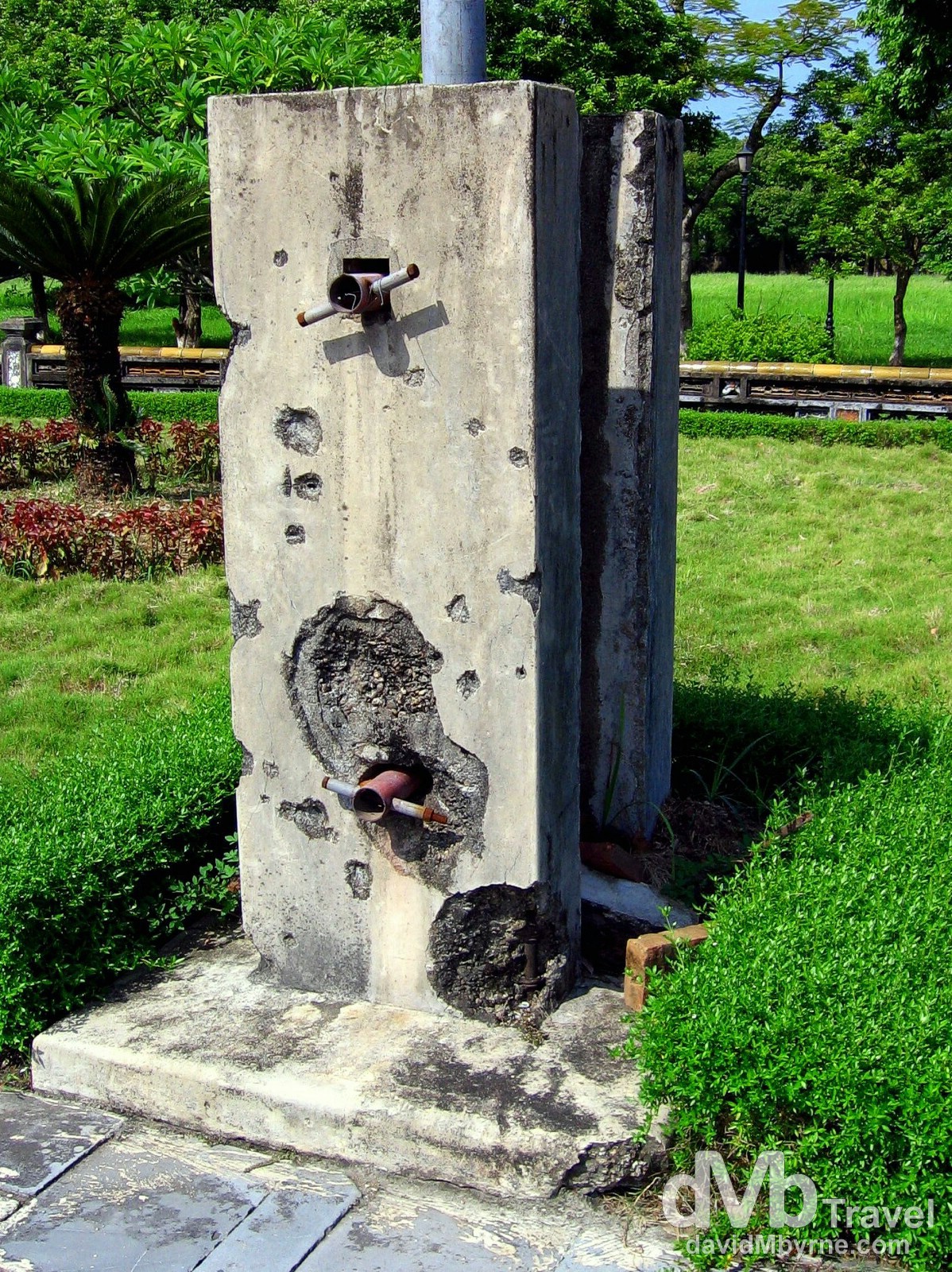 Damage from the warring past visible in the grounds of the UNESCO-listed Citadel in Hue, Central Vietnam. September 7th, 2005.