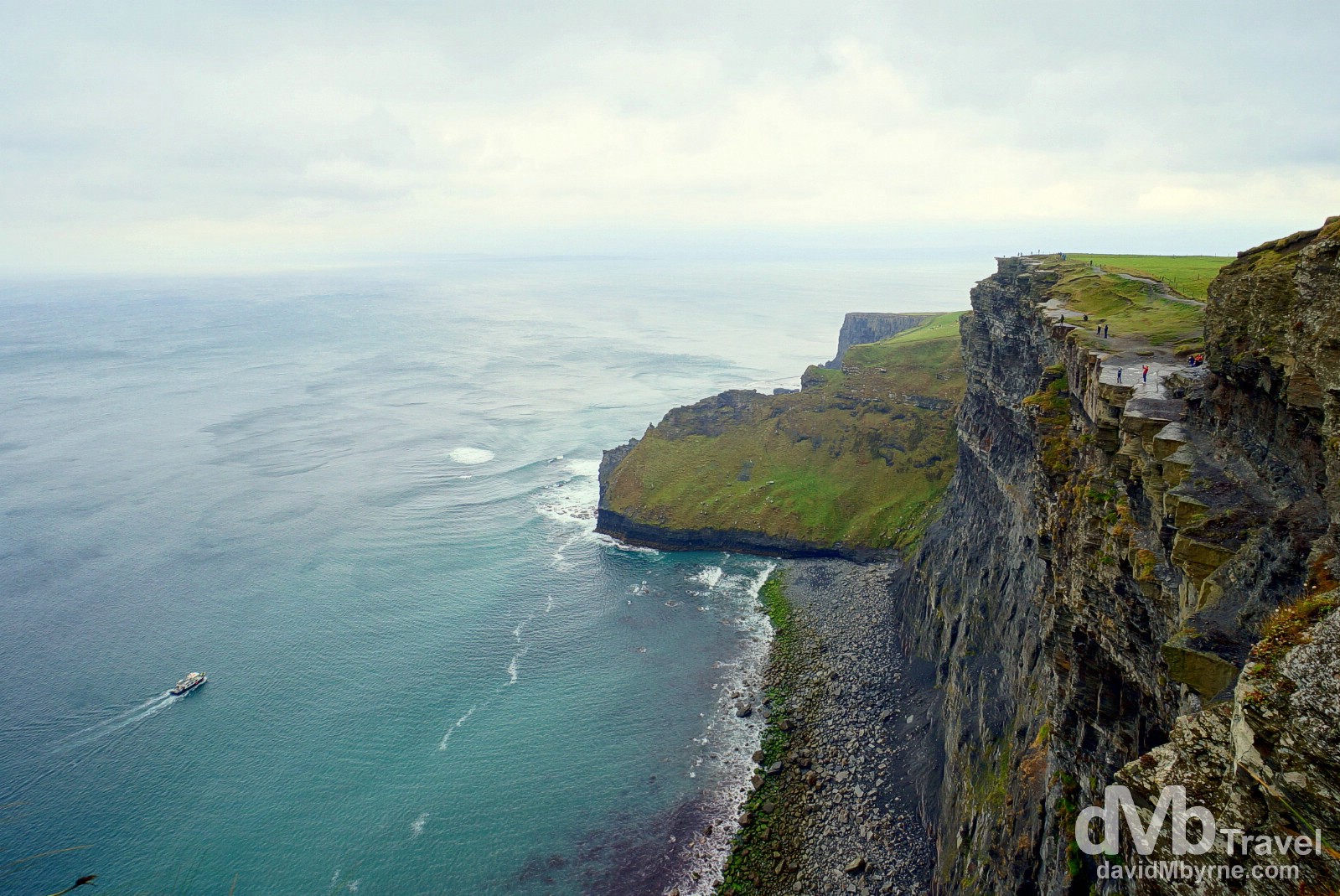 A section of the coastline as seen from the Cliffs of Moher Walking trail, Co. Clare, Ireland. August 27, 2014.