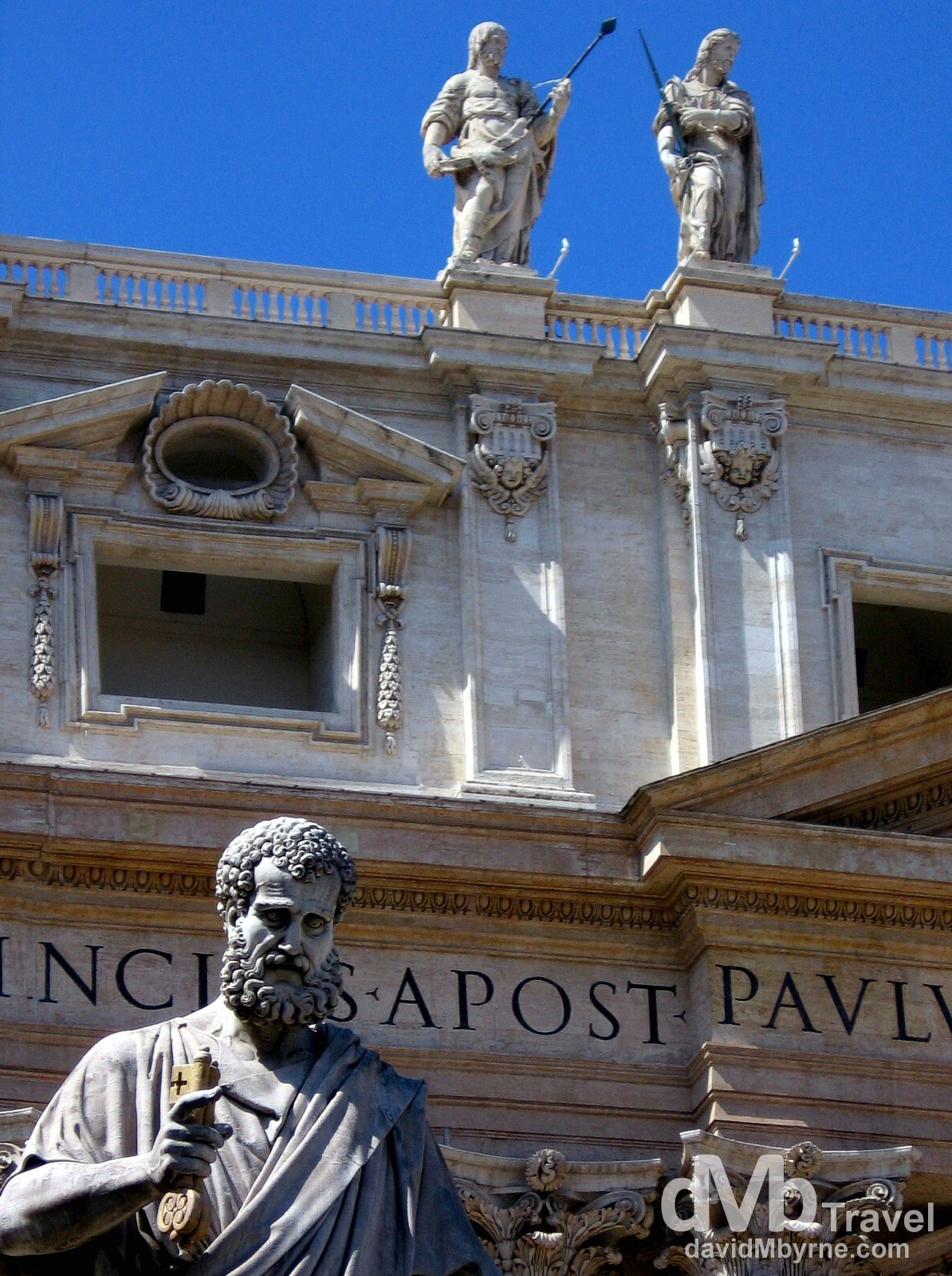 Statues adorning the facade of St. Peter's Basilica, Vatican City. September 1st, 2007.