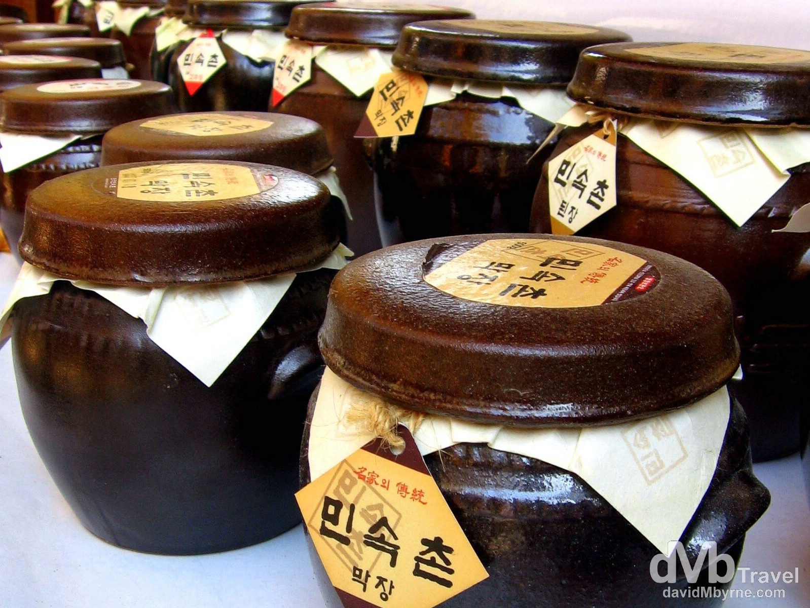 Traditional earthenware jars for sale in the Folk Village in Yongin, South Korea. November 7th, 2007. 