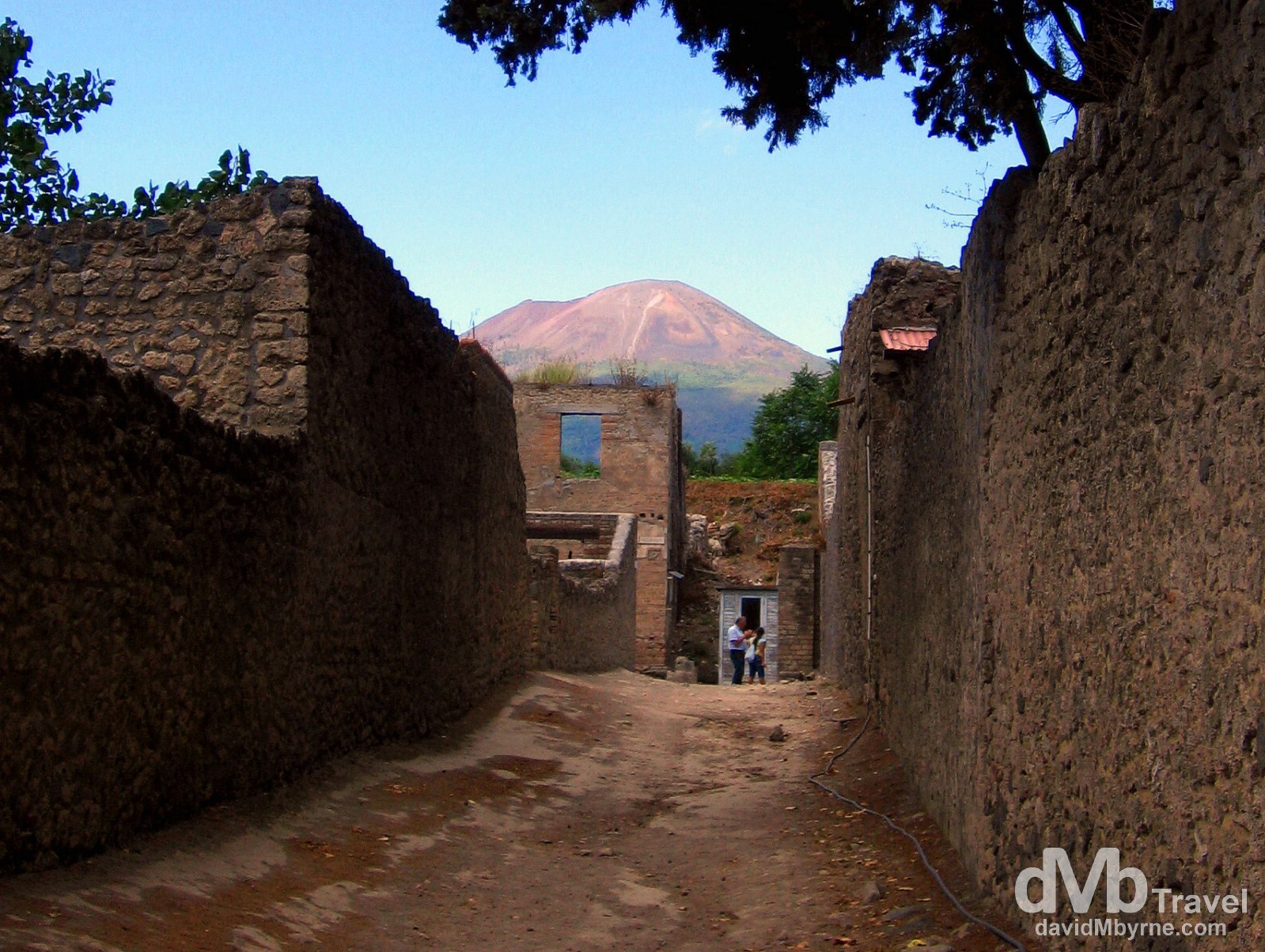Mt. Vesuvius as seen from the streets of Pompeii, Campania, Italy. September 5th, 2007.