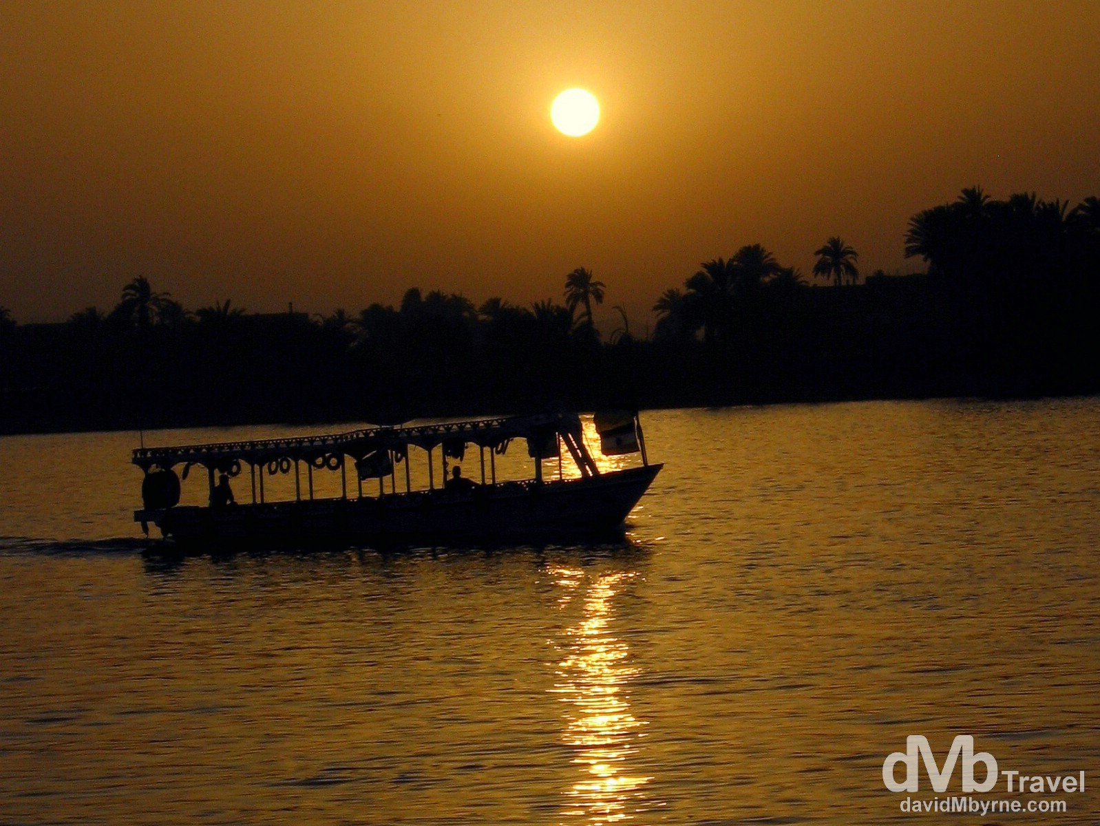 Sunset on the Nile River in Luxor, Egypt. April 12, 2008.    