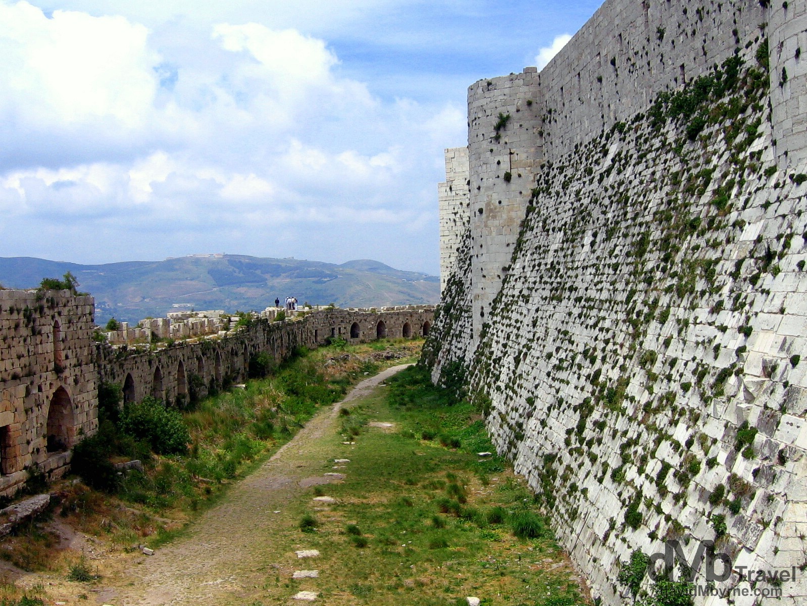A section of the external wall of the Crusader castle Crac des Chevaliers in Syria. May 7, 2008.