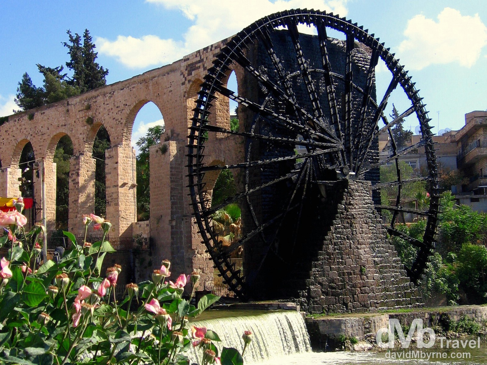 One of the 17 remaining norias (‘wheels of pots’) on the Orontes river in Hama, Syria. May 6, 2008.