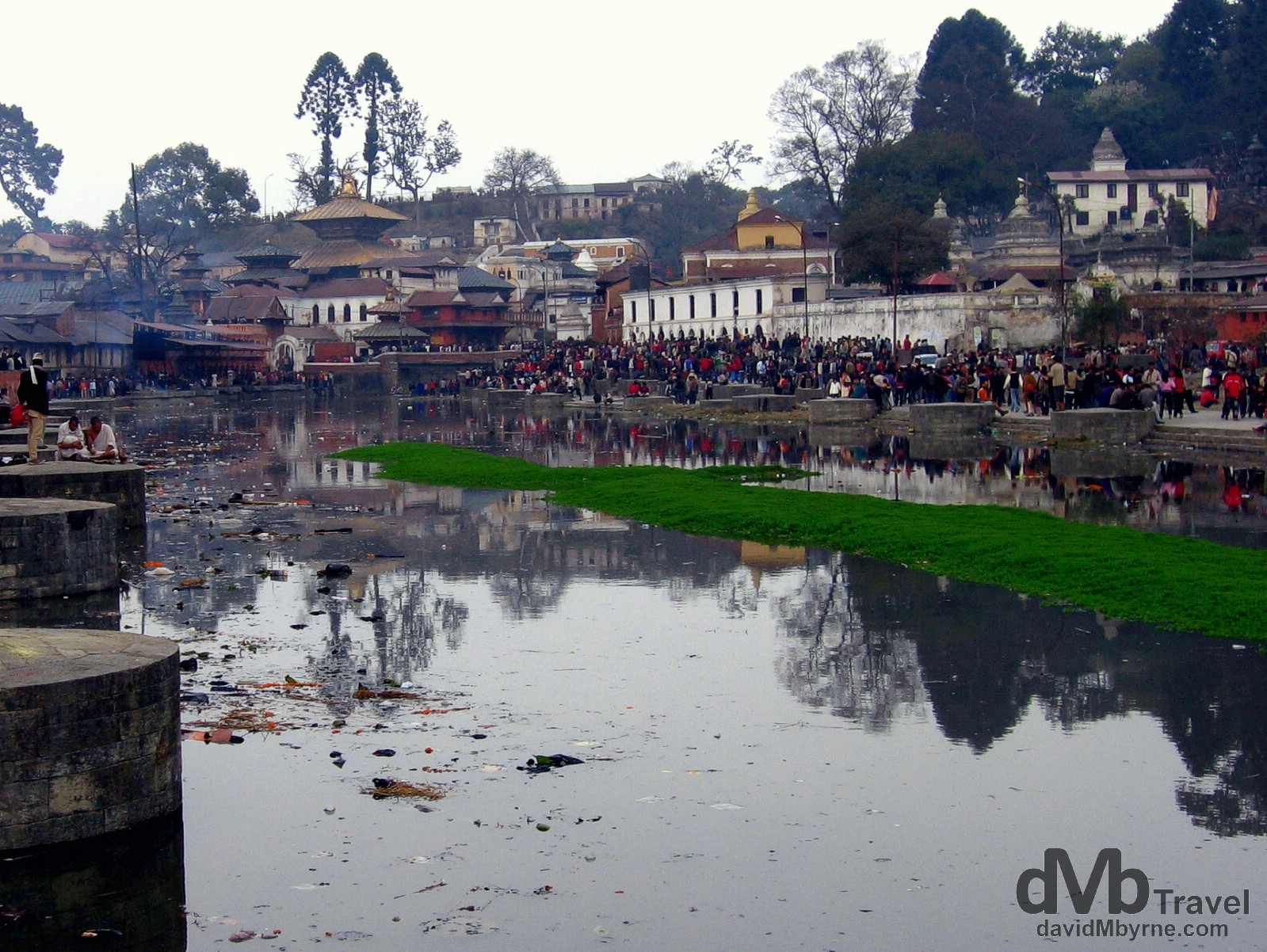 Pashupatinath, the site of the most important Hindi temples in Nepal (gold pagoda in the background), in Kathmandu, Nepal. March 6, 2008.