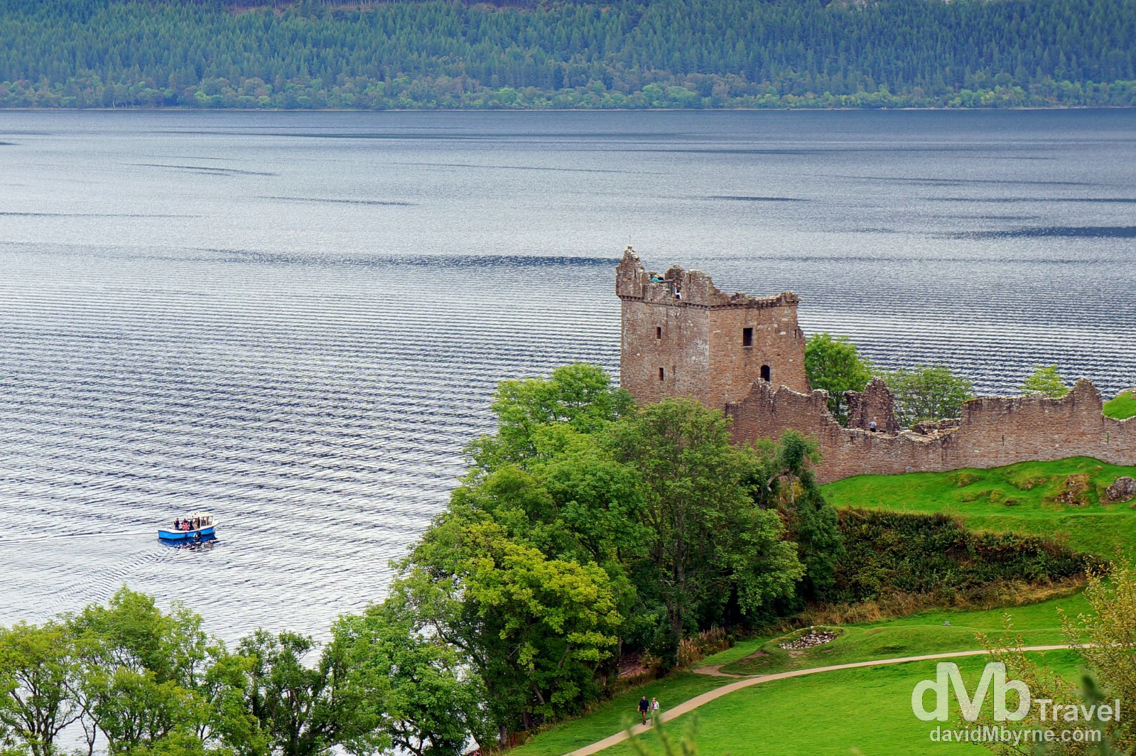 The ruins of Urquhart Castle on the shores of Loch Ness, Highland, Scotland. September 16, 2014. 