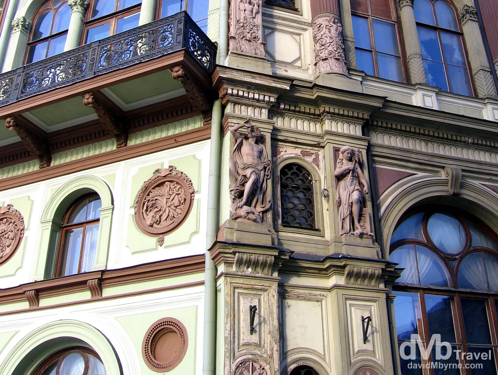 Art Nouveau architecture in the Old Town of Riga, Latvia. March 3, 2006.