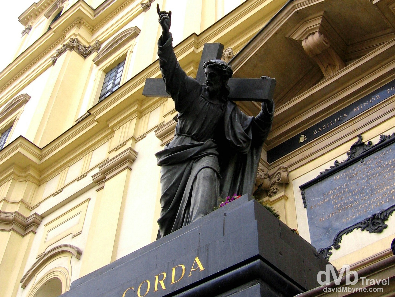The statue of Christ Bearing His Cross outside the Church of the Holy Cross, in Warsaw, Poland. March 5, 2006.