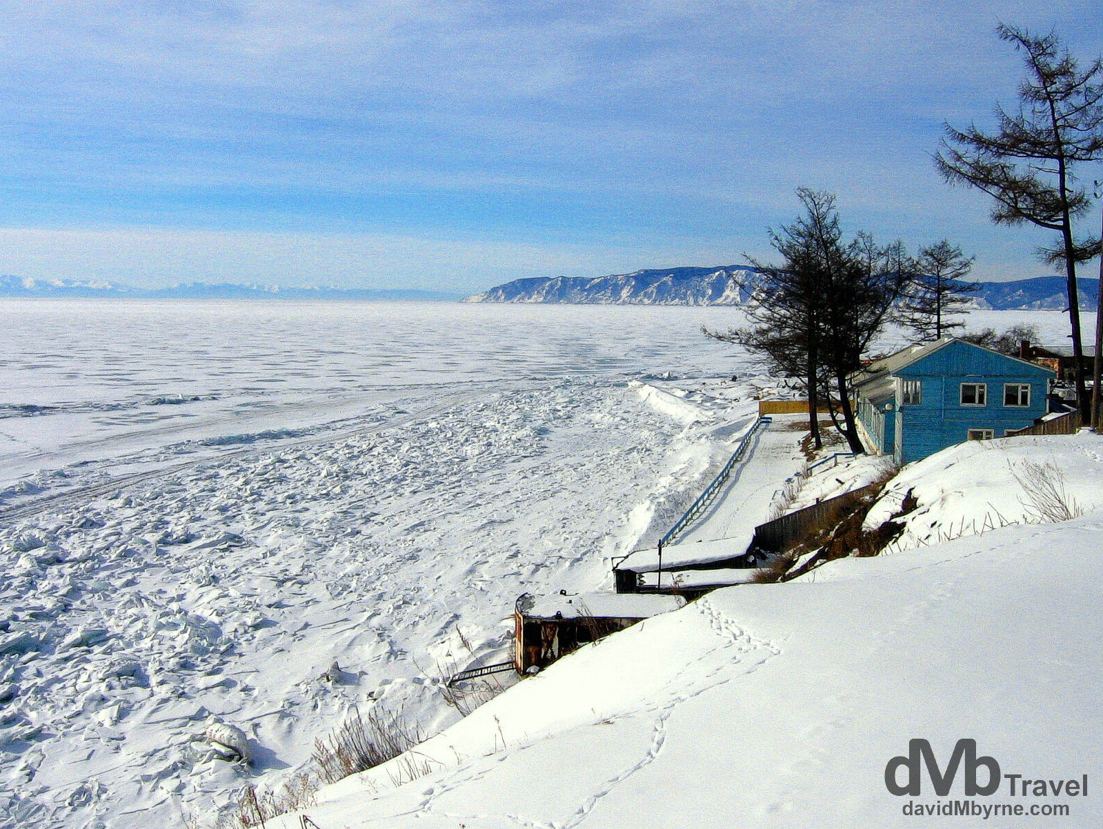 Overlooking Lake Baikal outside the village of Listvyanka in Siberian Russia. February 18, 2006. 