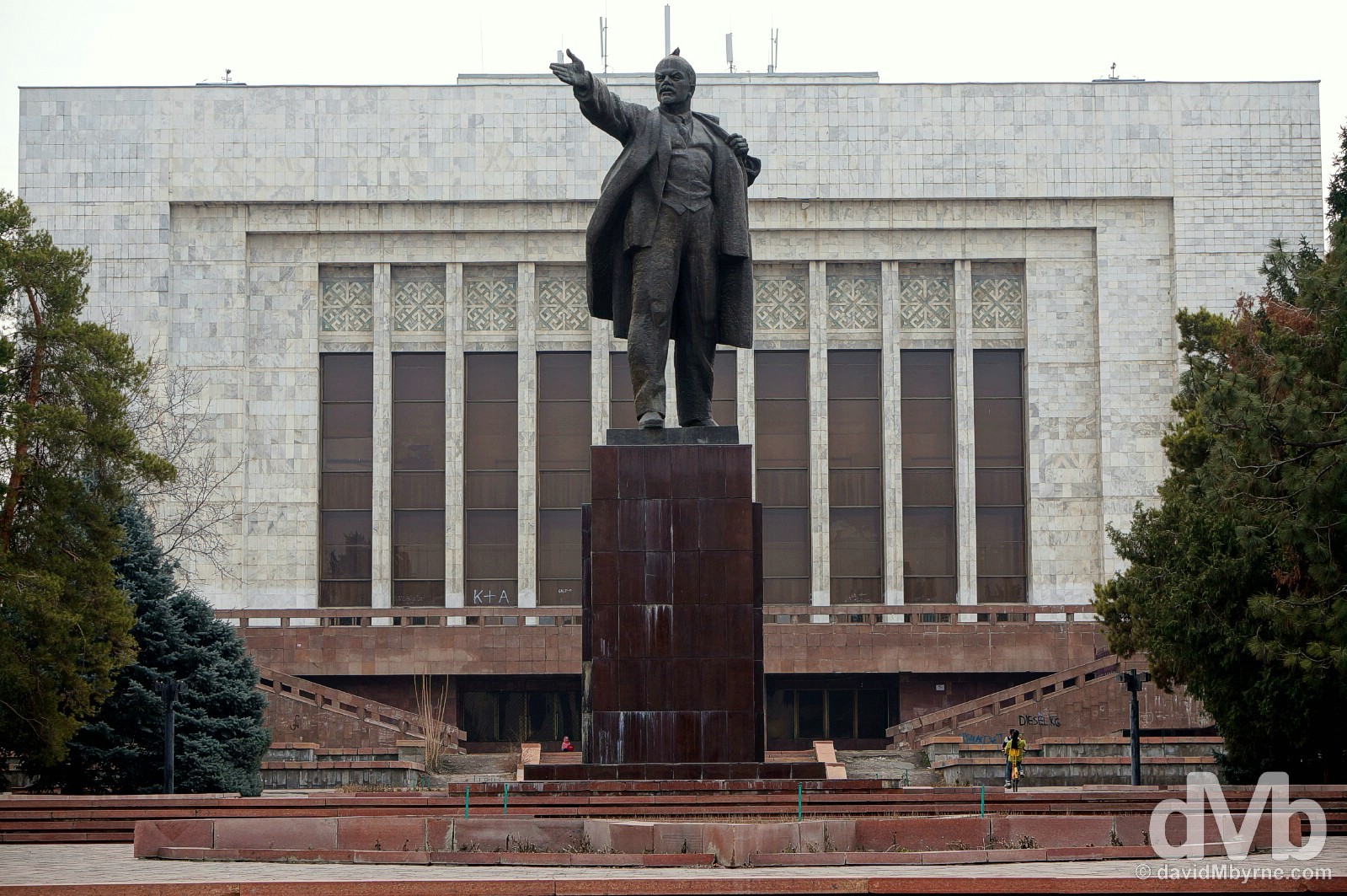 The relocated Lenin statue off Ala-Too Square in central Bishkek, Kyrgyzstan. February 23, 2015. 