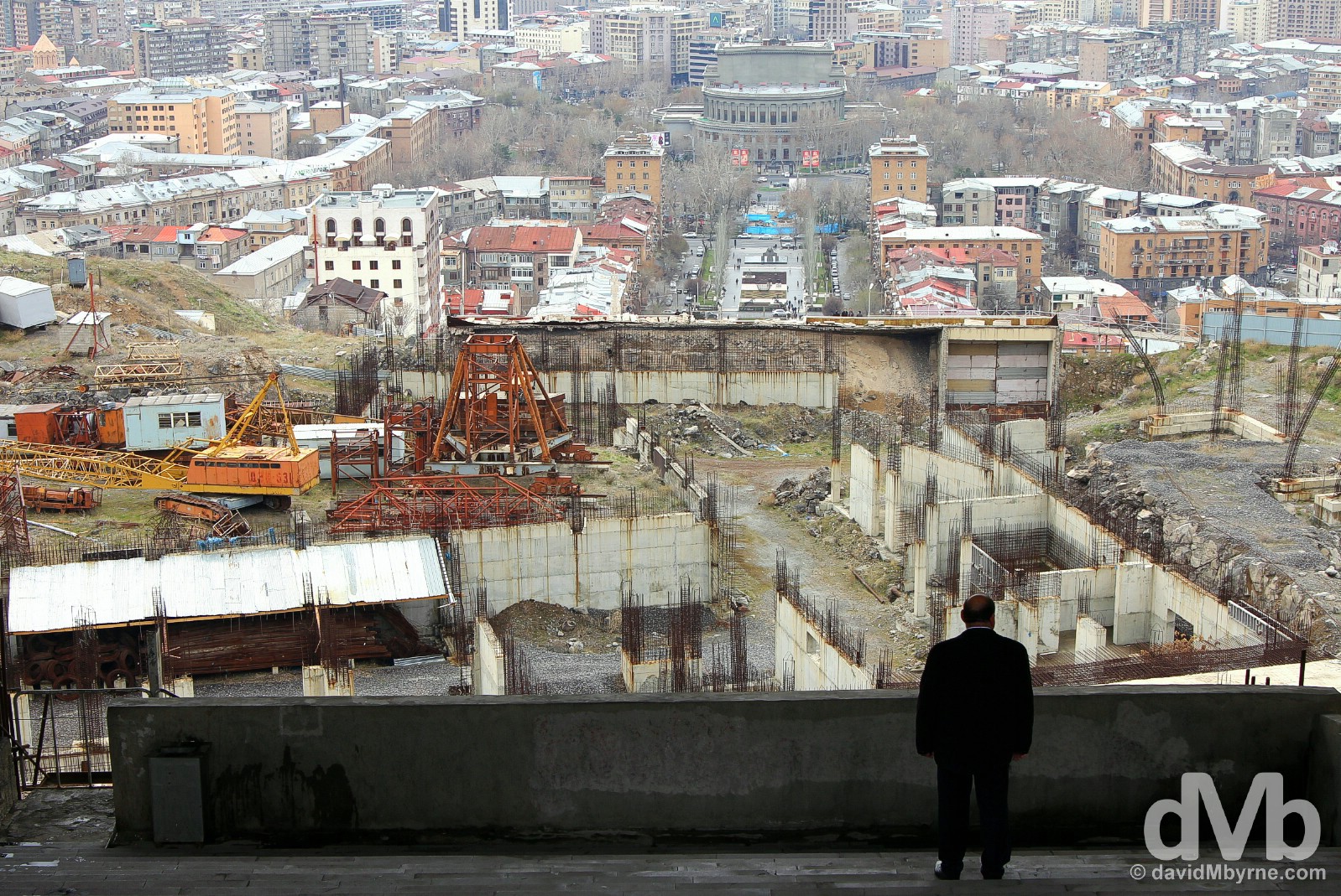 The view of Yerevan, Armenia, as seen from the city's 50th Anniversary of Soviet Armenia Monument. March 24, 2015.