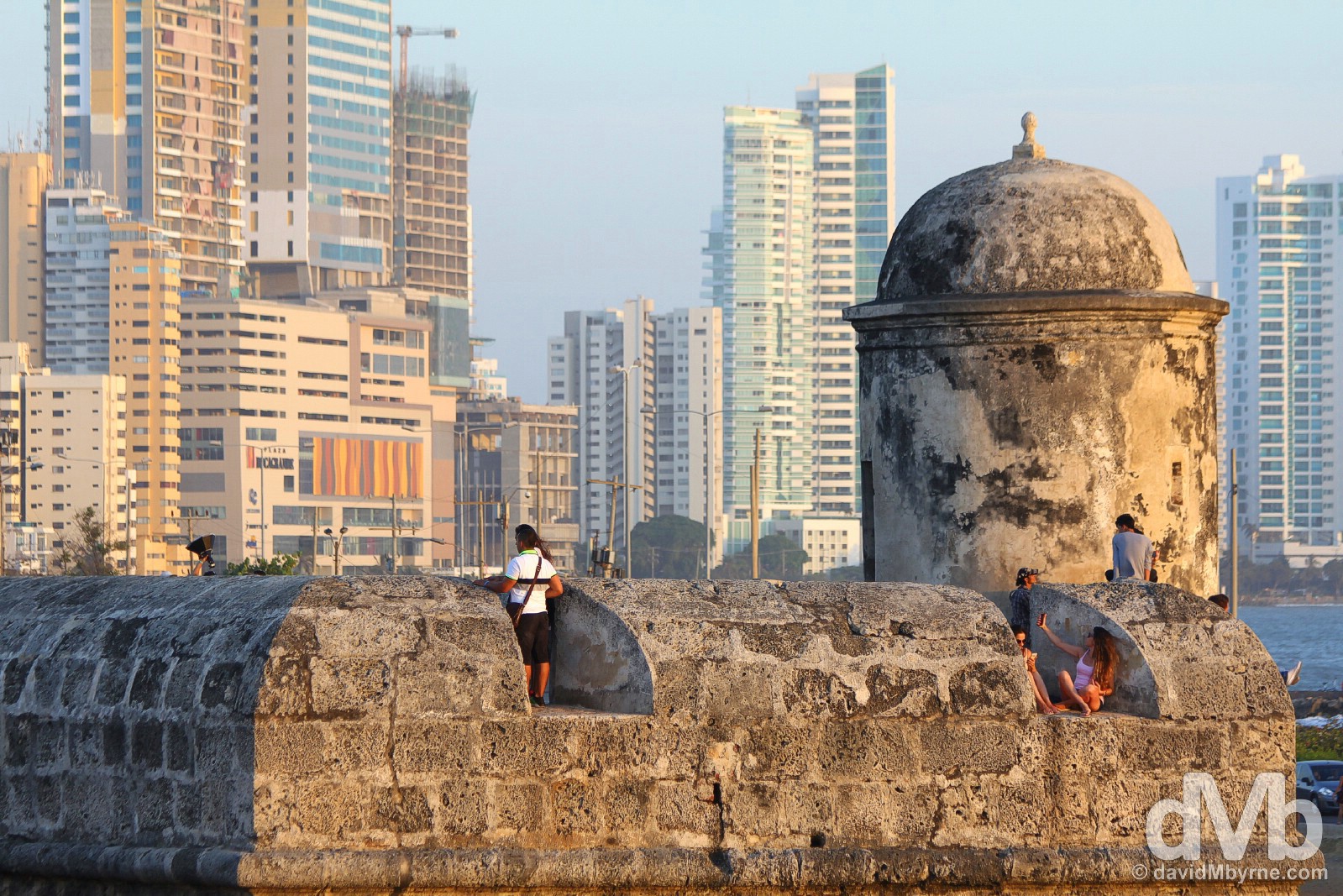 New & old. New Cartagena as seen from a section of Las Murallas, the Old Town walls. Cartagena, Colombia. June 24, 2015.