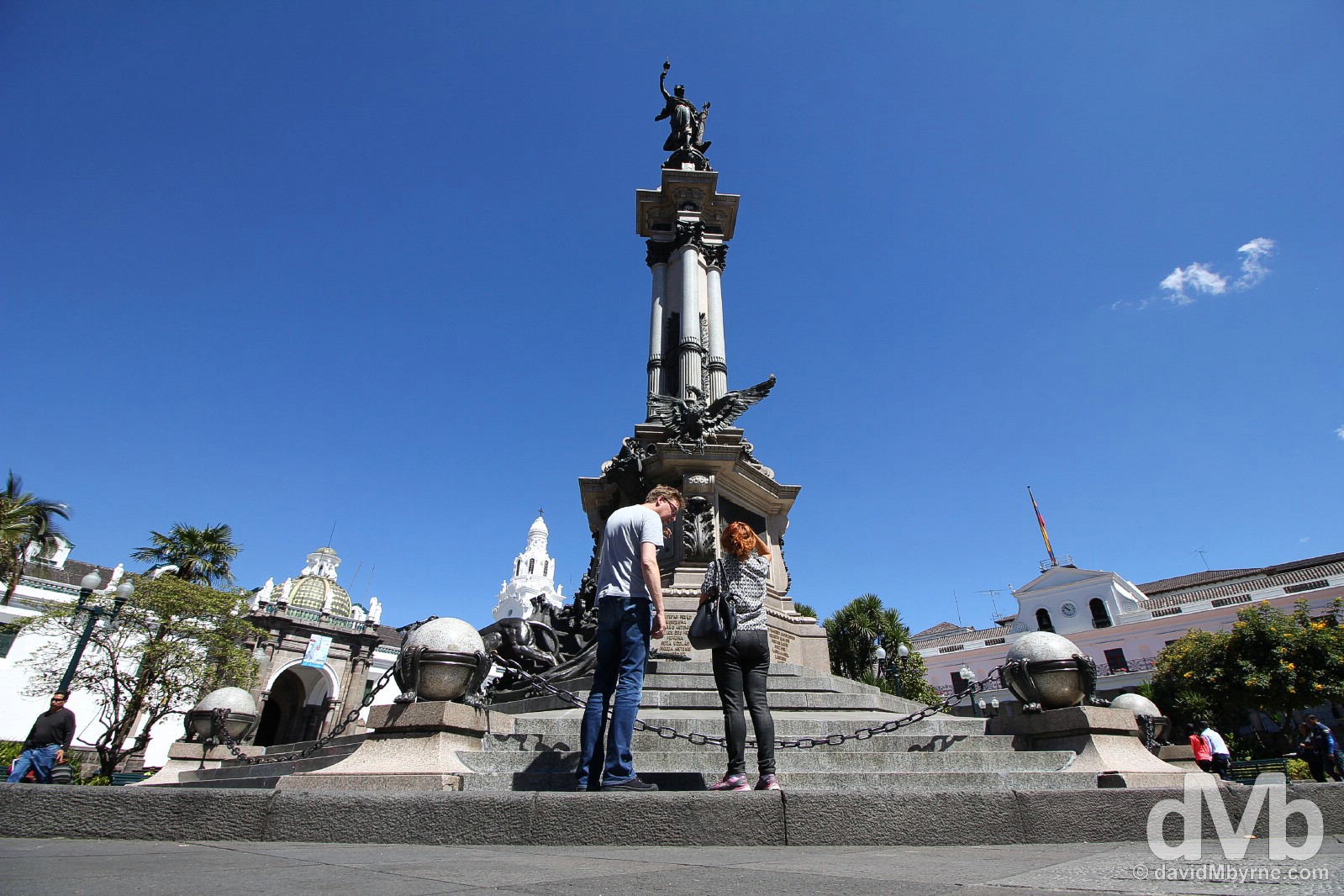 Plaza de la Independencia, one of the three main squares in the UNESCO-listed old town of Quito, Ecuador. July 4, 2015.