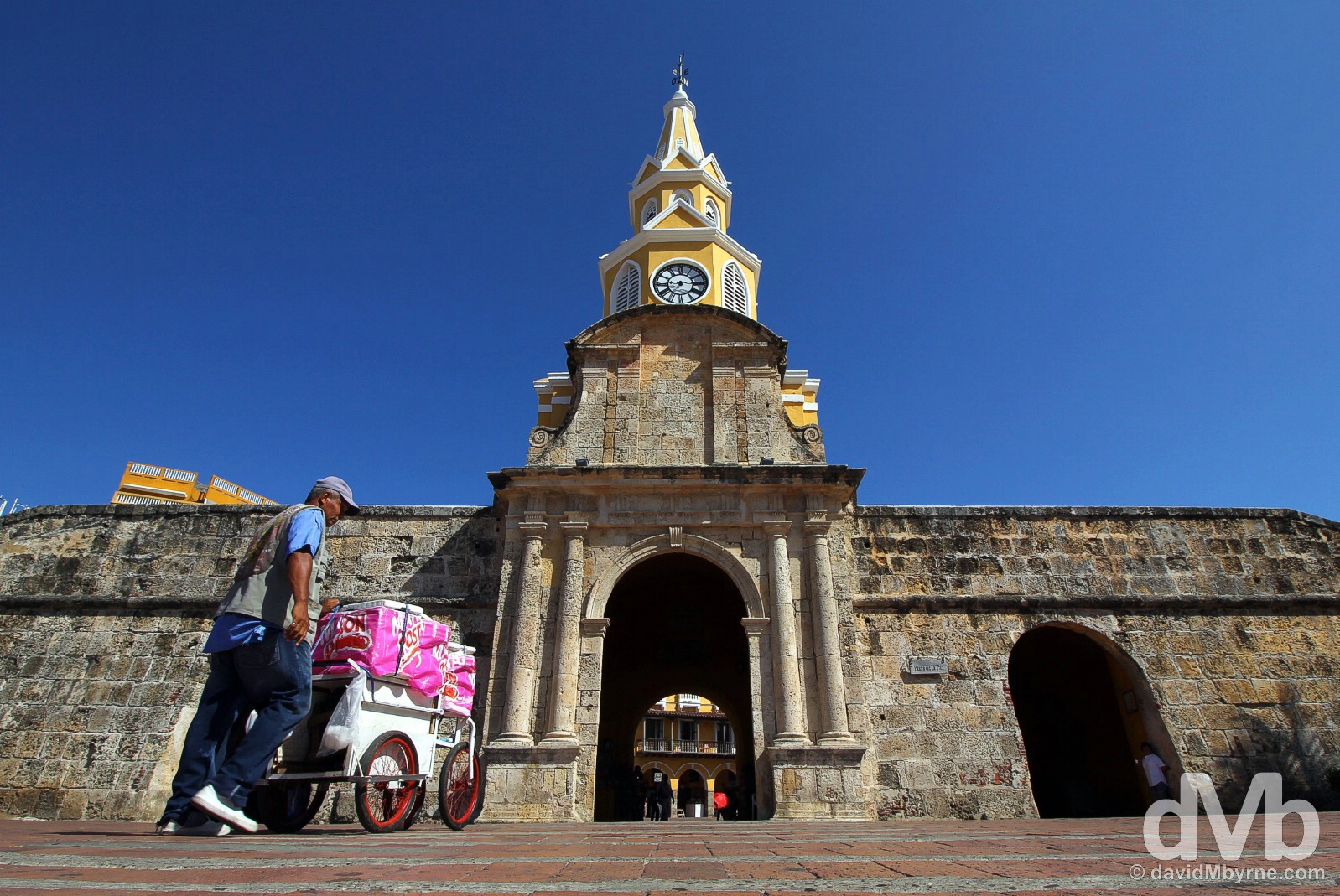 Puerta del Reloj in Old Town Cartagena, Colombia. June 25, 2015.