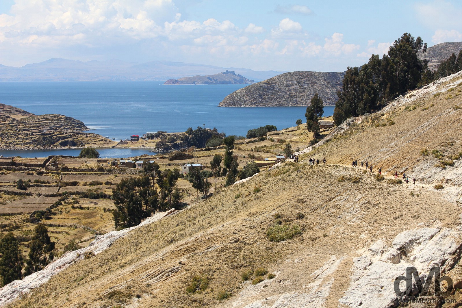 Walking on Isla del Sol in Lake Titicaca, Bolivia. August 24, 2015.