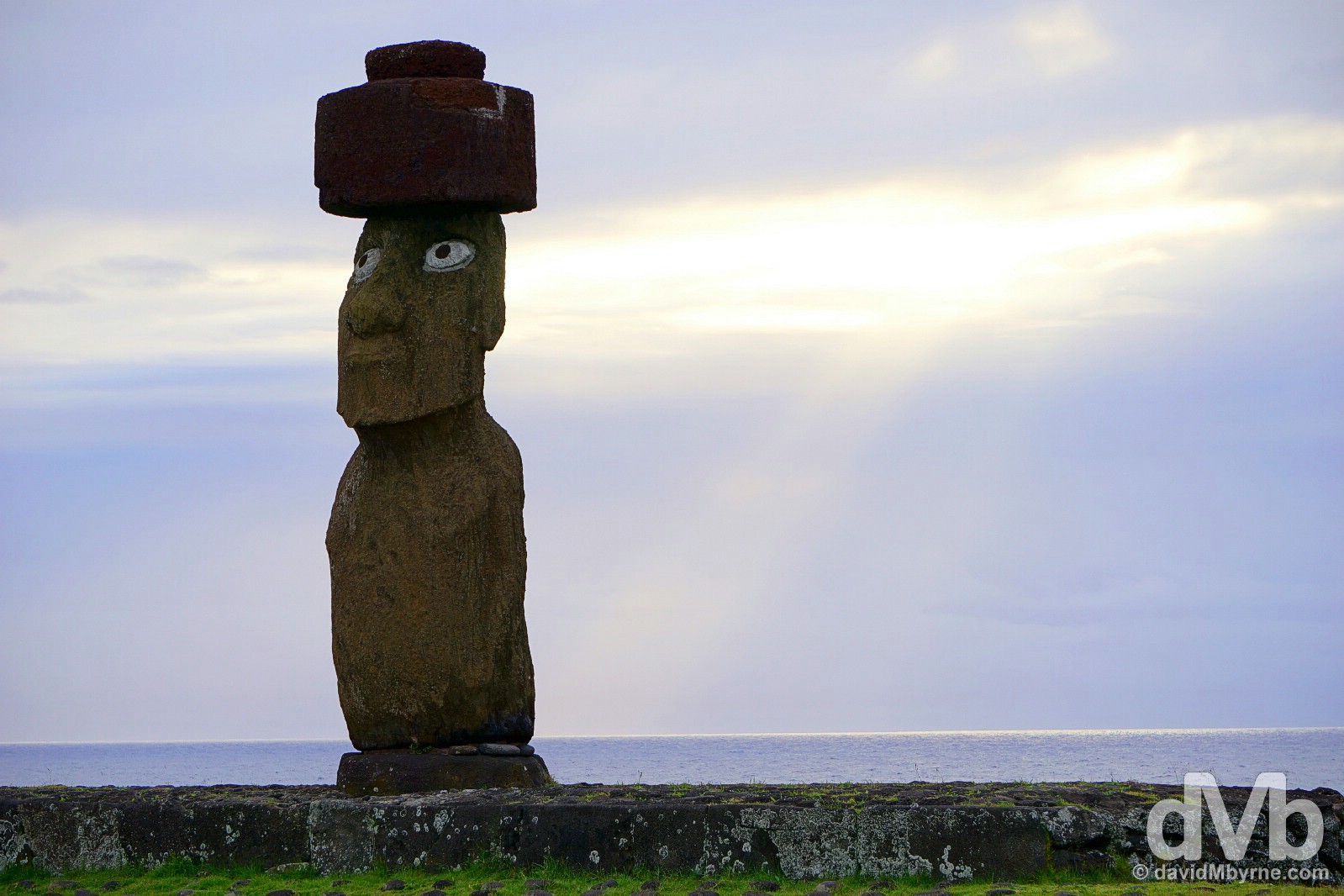 A moai statue at Tahai on Easter Island, Chile. September 27, 2015.