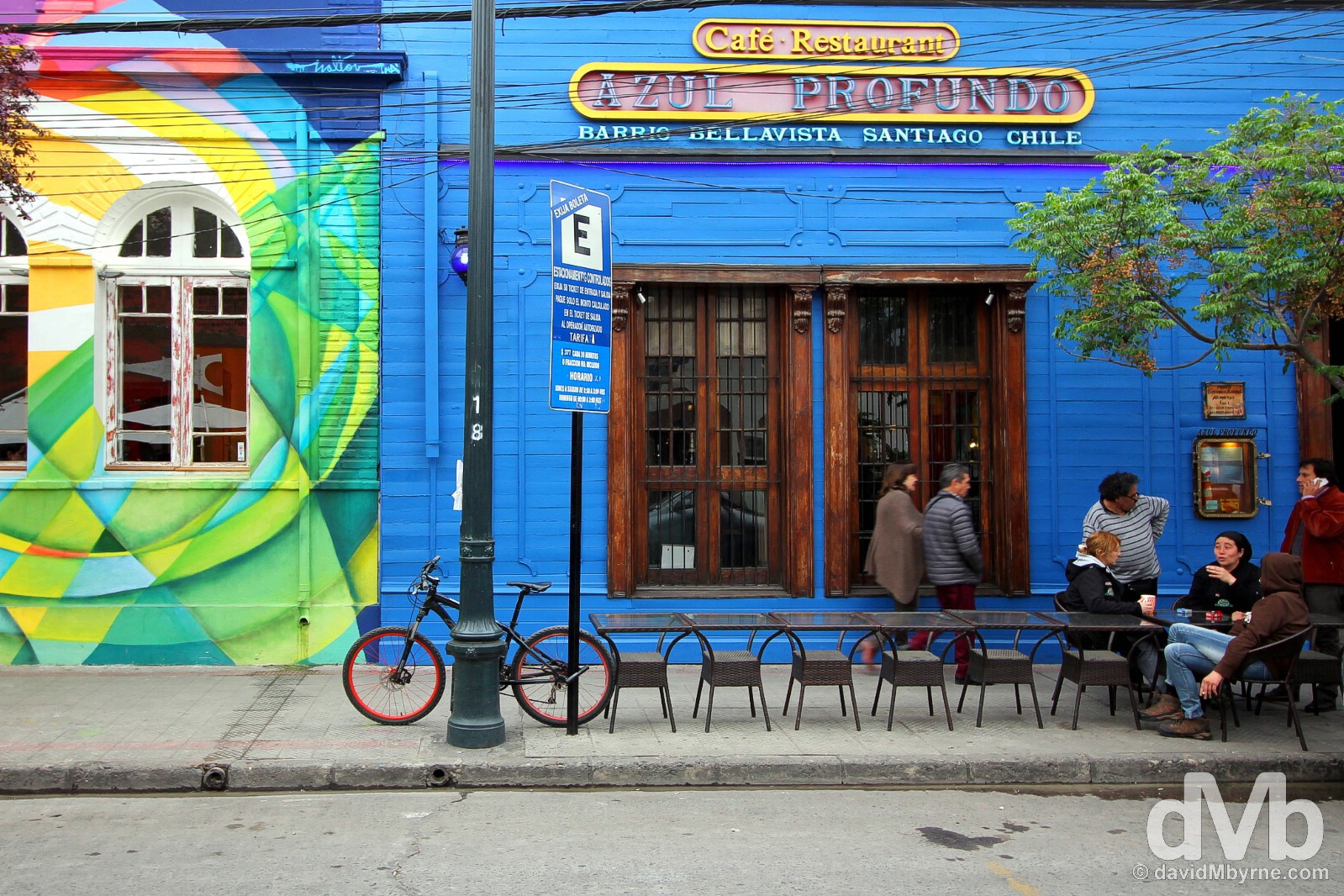 Colourful & bohemian Barrio Bellavista in Santiago, Chile. October 6, 2015.