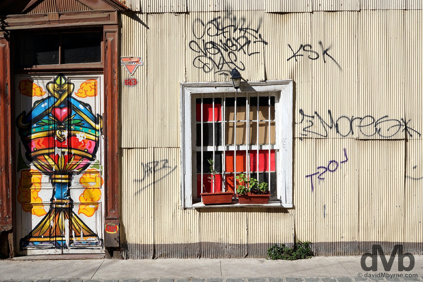 Corrugated iron housing in Cerro Concepcion, Valparaiso, Chile. October 7, 2015. 