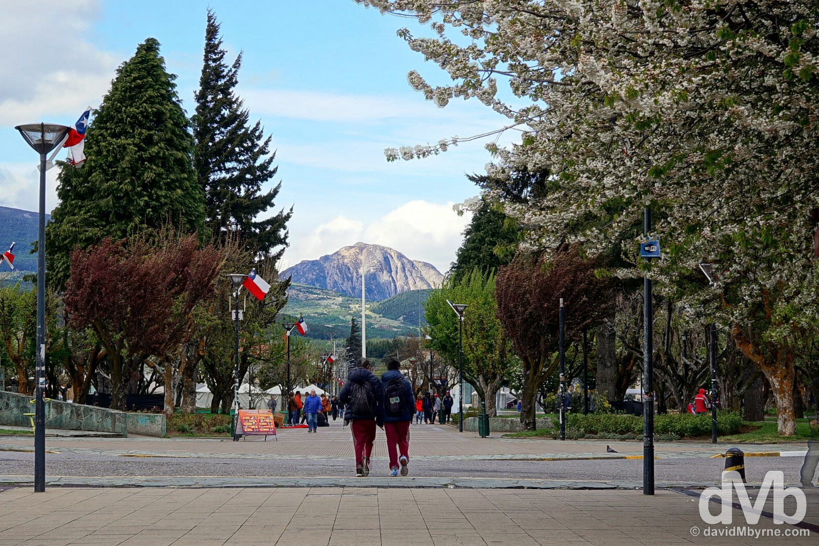 In the five-sided Plaza de Armas in Coyhaique, Aysen, Chile. October 26, 2015.