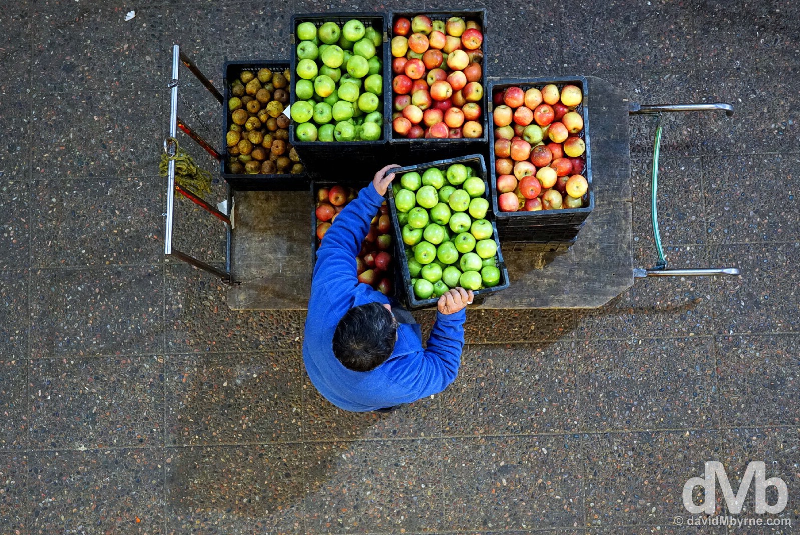A fruit vendor in Feria Municipal La Vega, Santiago, Chile. October 6, 2015.