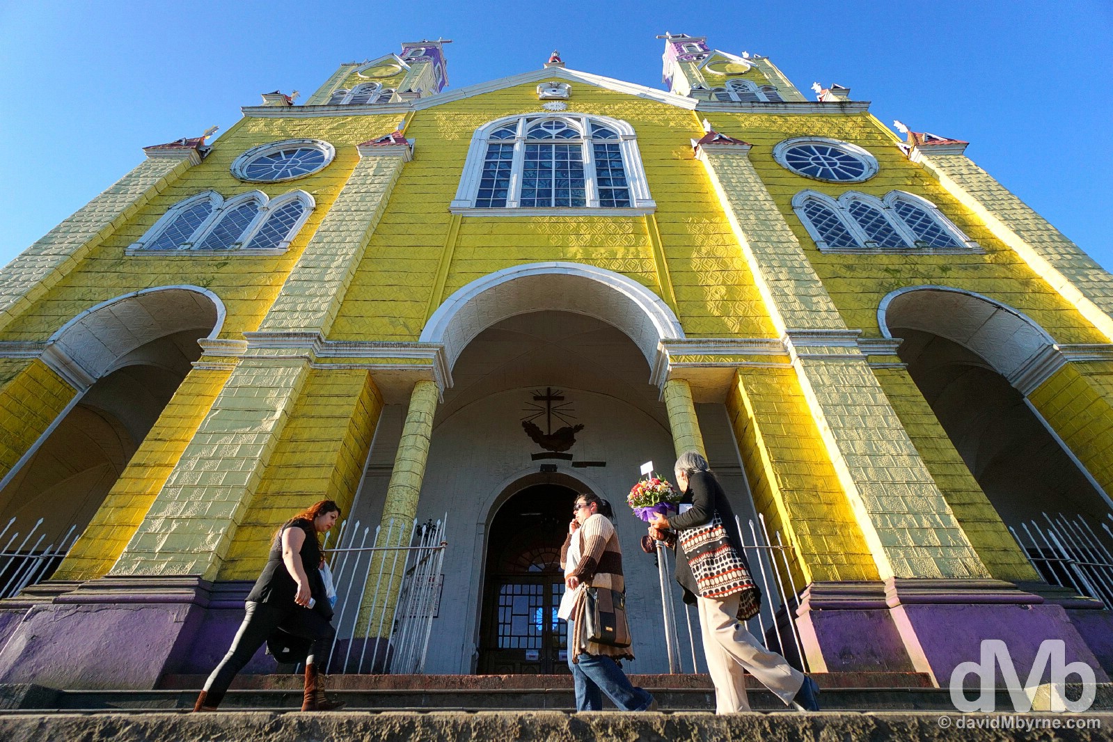Fronting UNESCO-listed Iglesia de San Francisco in Castro, Chiloe, Chile. October 22, 2015. 