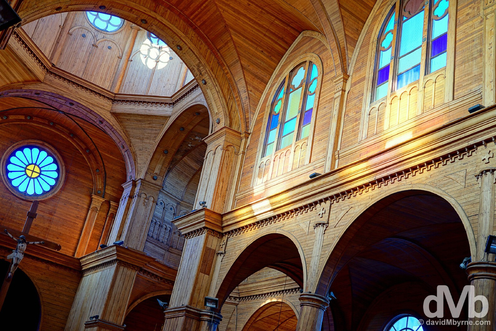 The wooden interior of the UNESCO-listed Iglesia de San Francisco in Castro, Chiloe, Chile. October 22, 2015. 