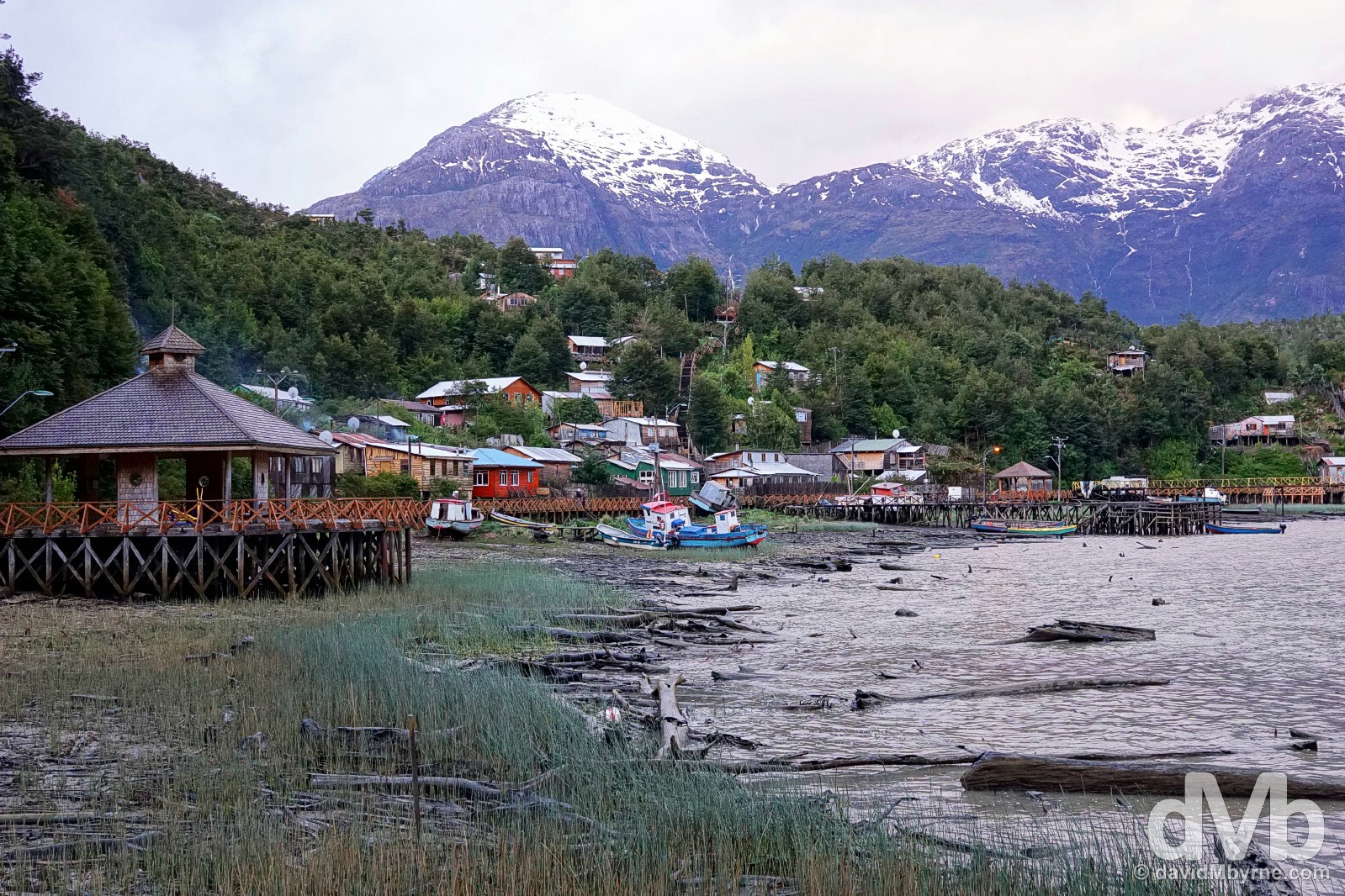 Low tide in Caleta Tortel, Aysen, Chile. October 28, 2015.