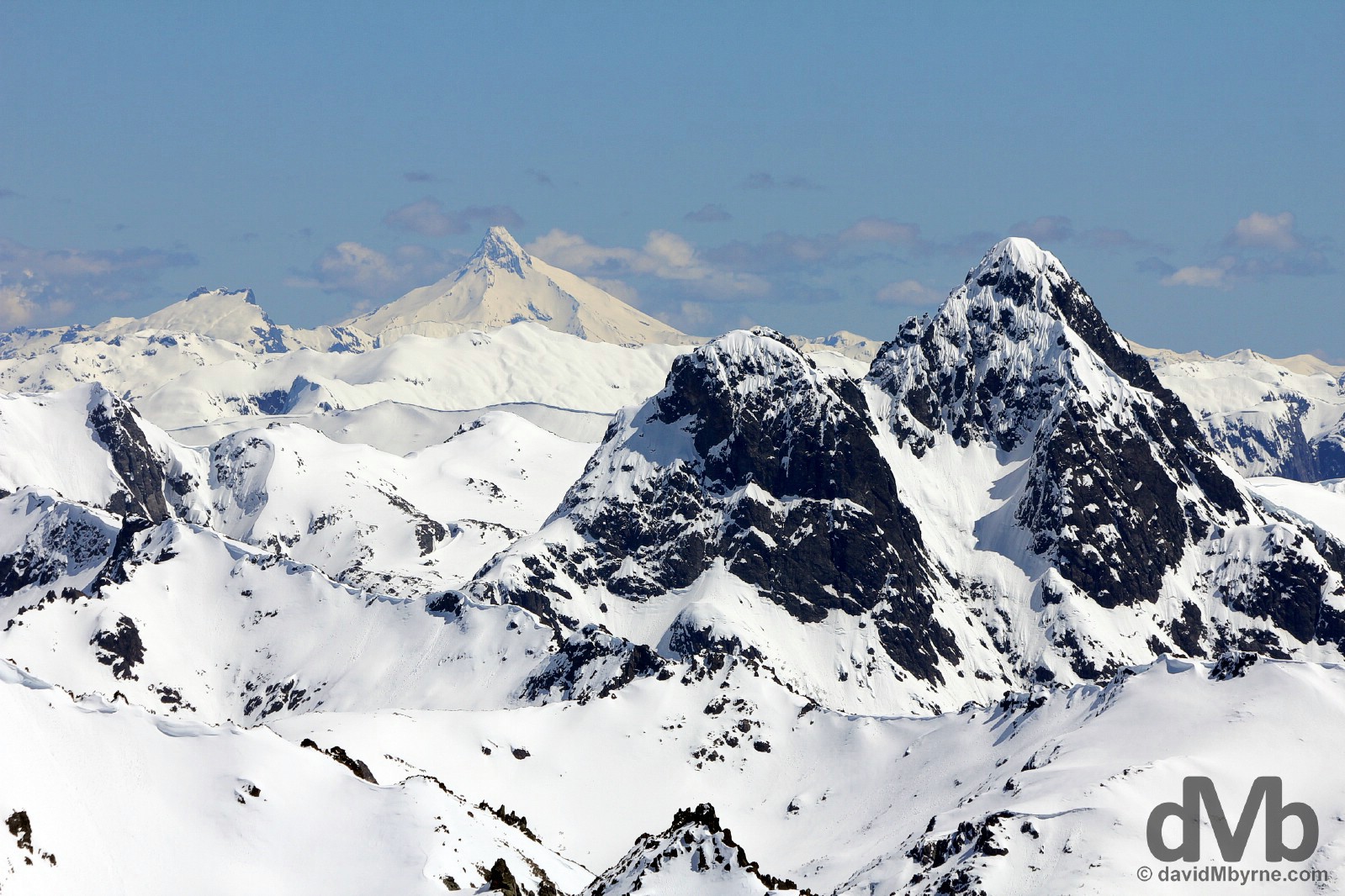 Patagonia peaks as seen from Cerro Catedral outside Bariloche, Argentina. October 16, 2015.