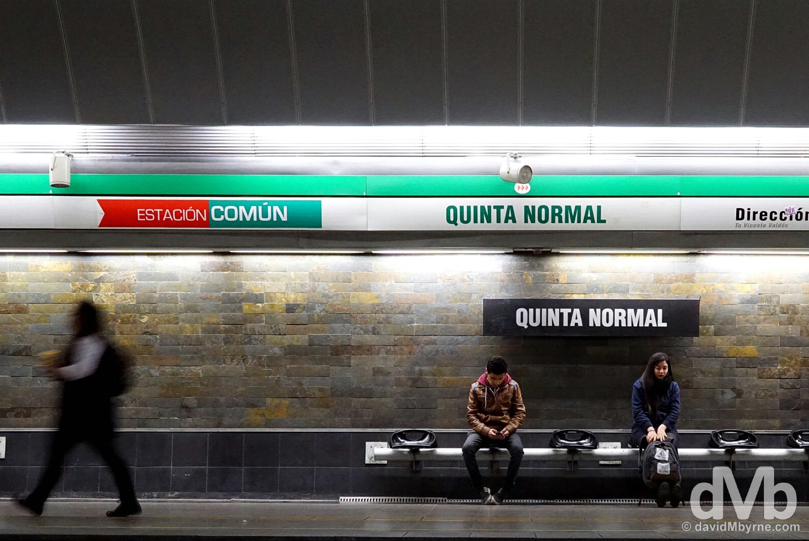 On the platform of Quinta Normal Metro station in Santiago, Chile. October 6, 2015.