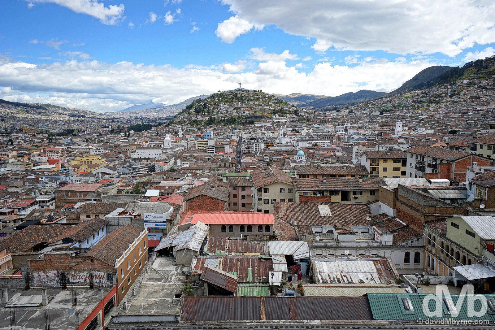 A portion of Quito, Ecuador, as seen from the bell tower of the Gothic Basilica del Voto Nacional. July 4, 2015.