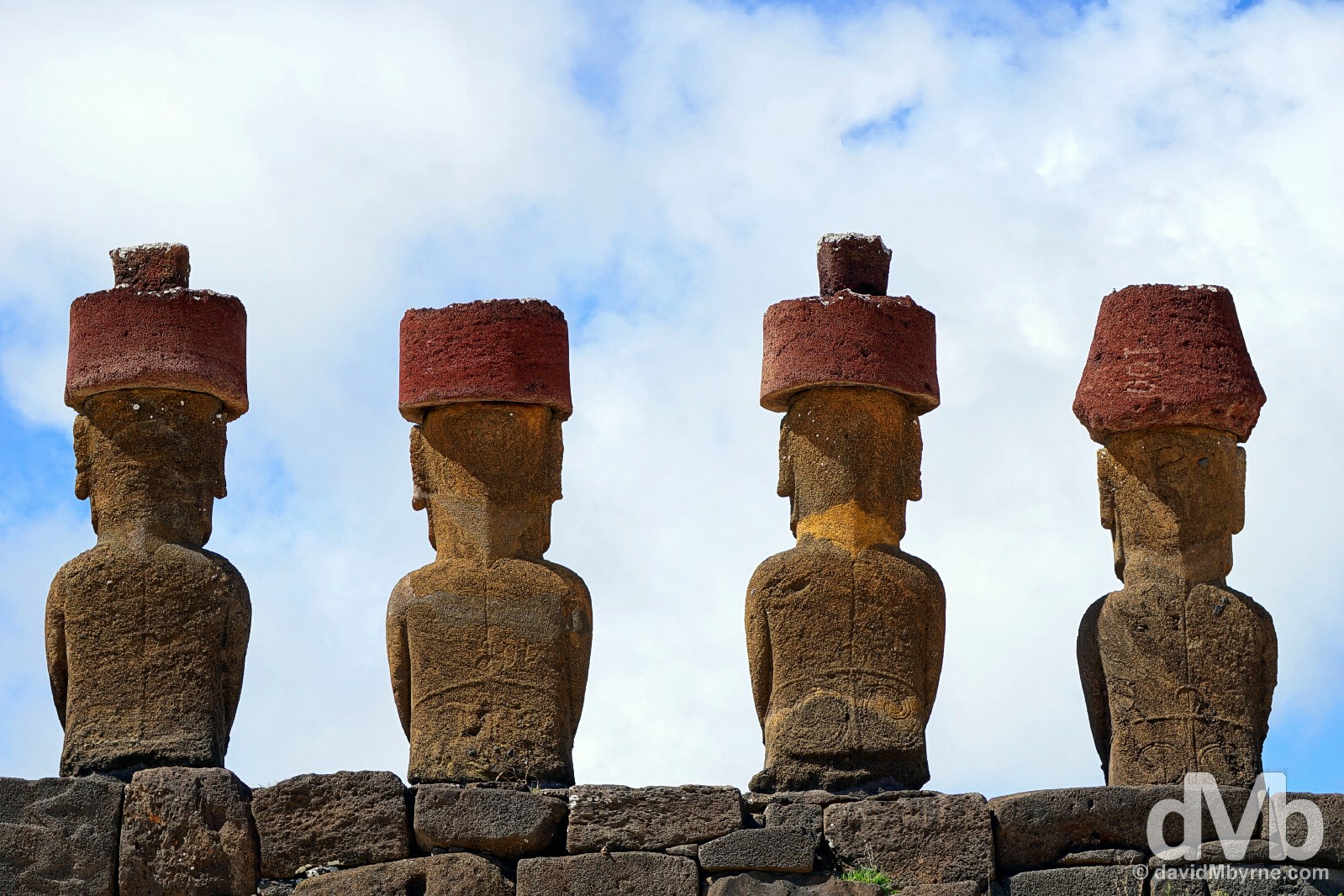 The moai of Ahu Nau Nau, Anakena, Easter Island, Chile. October 1, 2016.