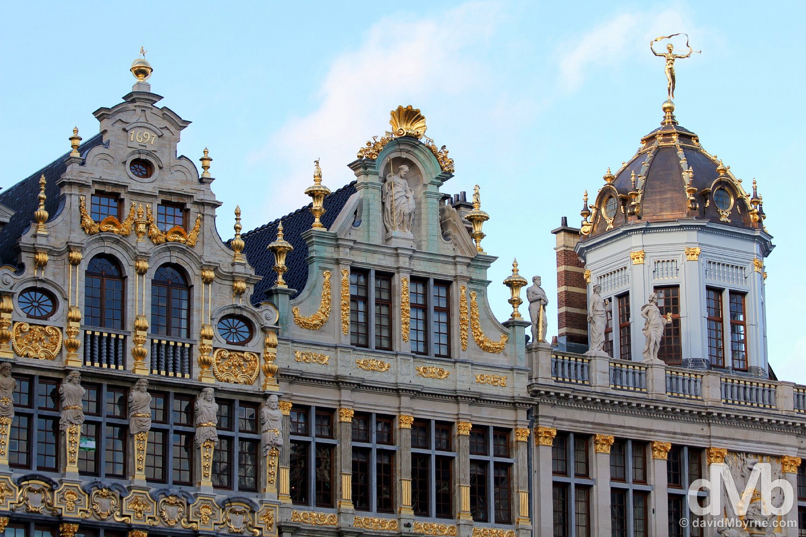 Building facades in Grand Place, Brussels, Belgium. January 14, 2016.