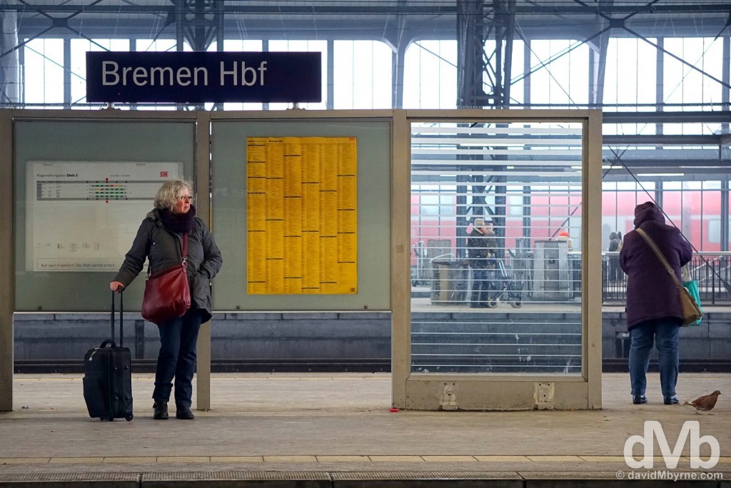 On the platform of Hauptbahnhof in Bremen, Germany. January 20, 2016. 