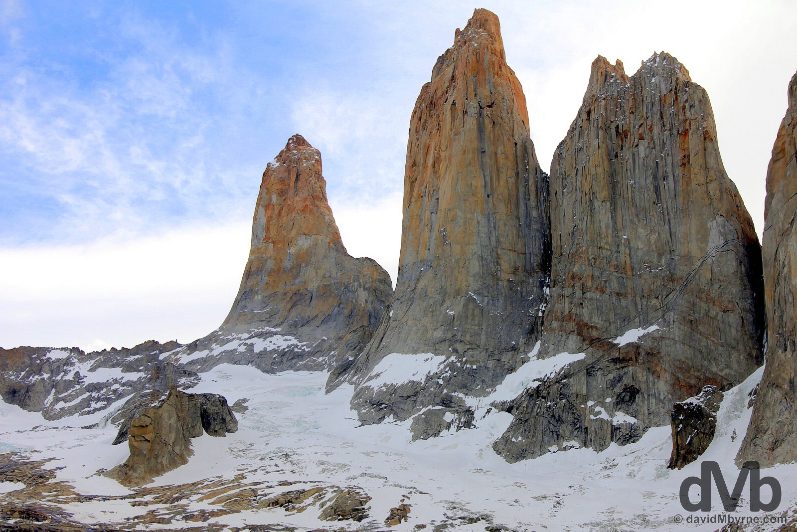 The iconic Torres del Paine, Towers of Paine, in Torres del Paine National Park, Chile. November 23, 2015.